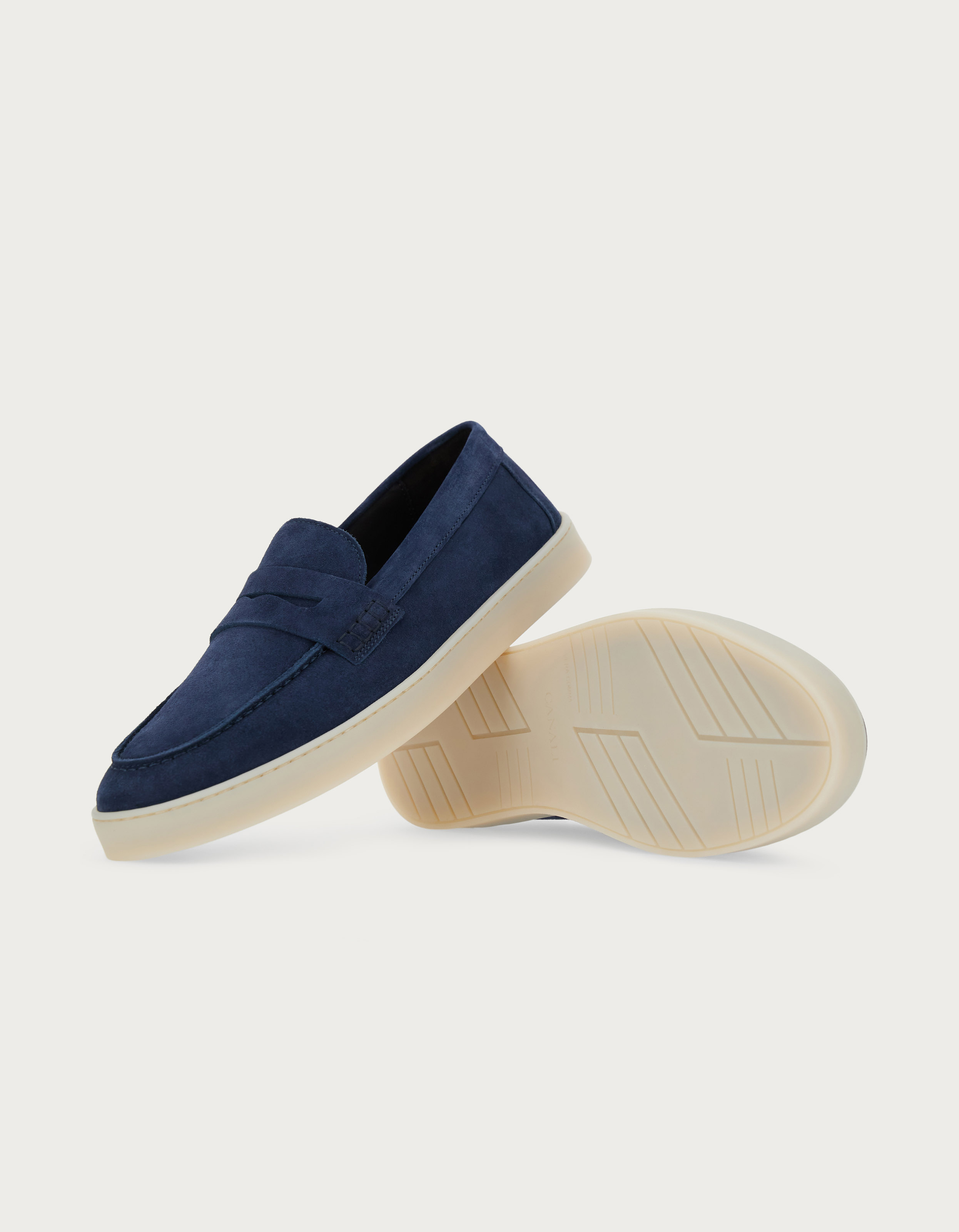 Blue suede moccasins - Canali US