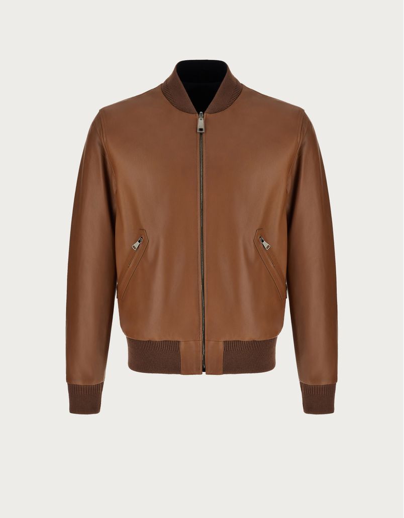Reversible bomber jacket in ultra-soft nappa leather