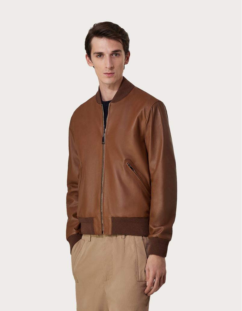 Reversible bomber jacket in ultra-soft nappa leather