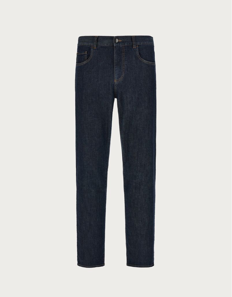 Five-pocket pants in blue soft-touch stretch denim