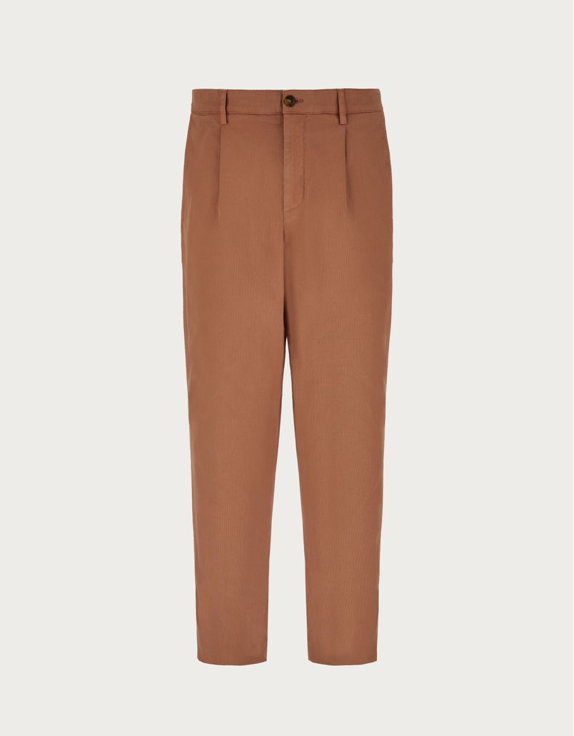 Relaxed-fit chinos in cinnamon garment-dyed cotton grosgrain