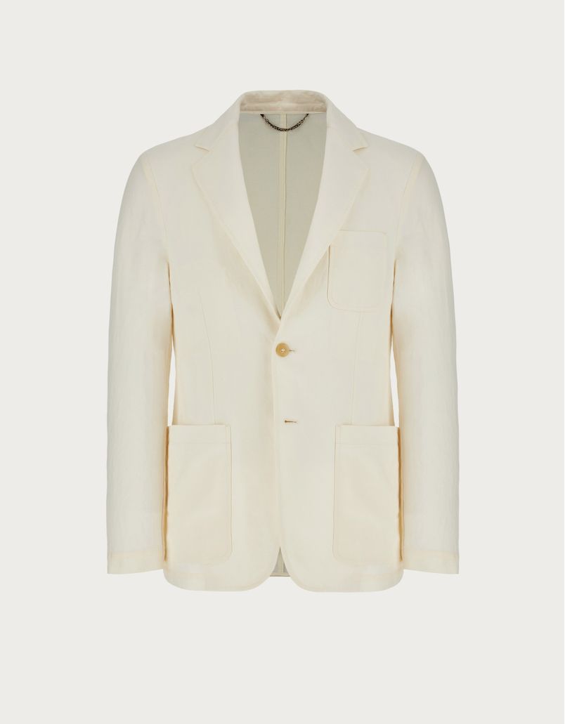 Casual jacket in white garment-dyed linen