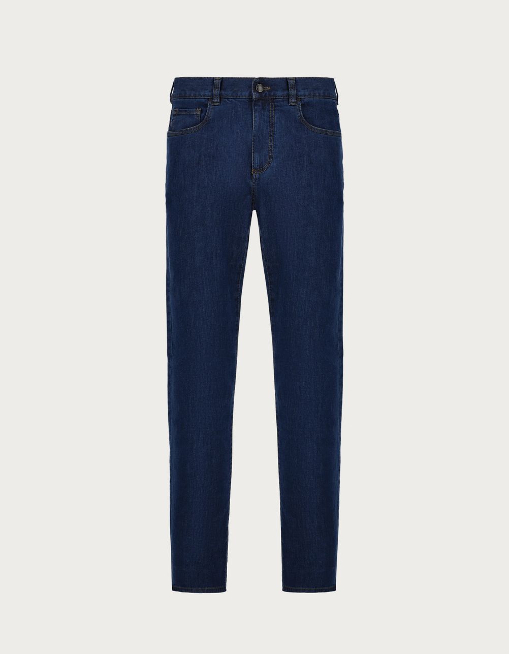 Five-pocket regular-fit stretch denim pants in blue