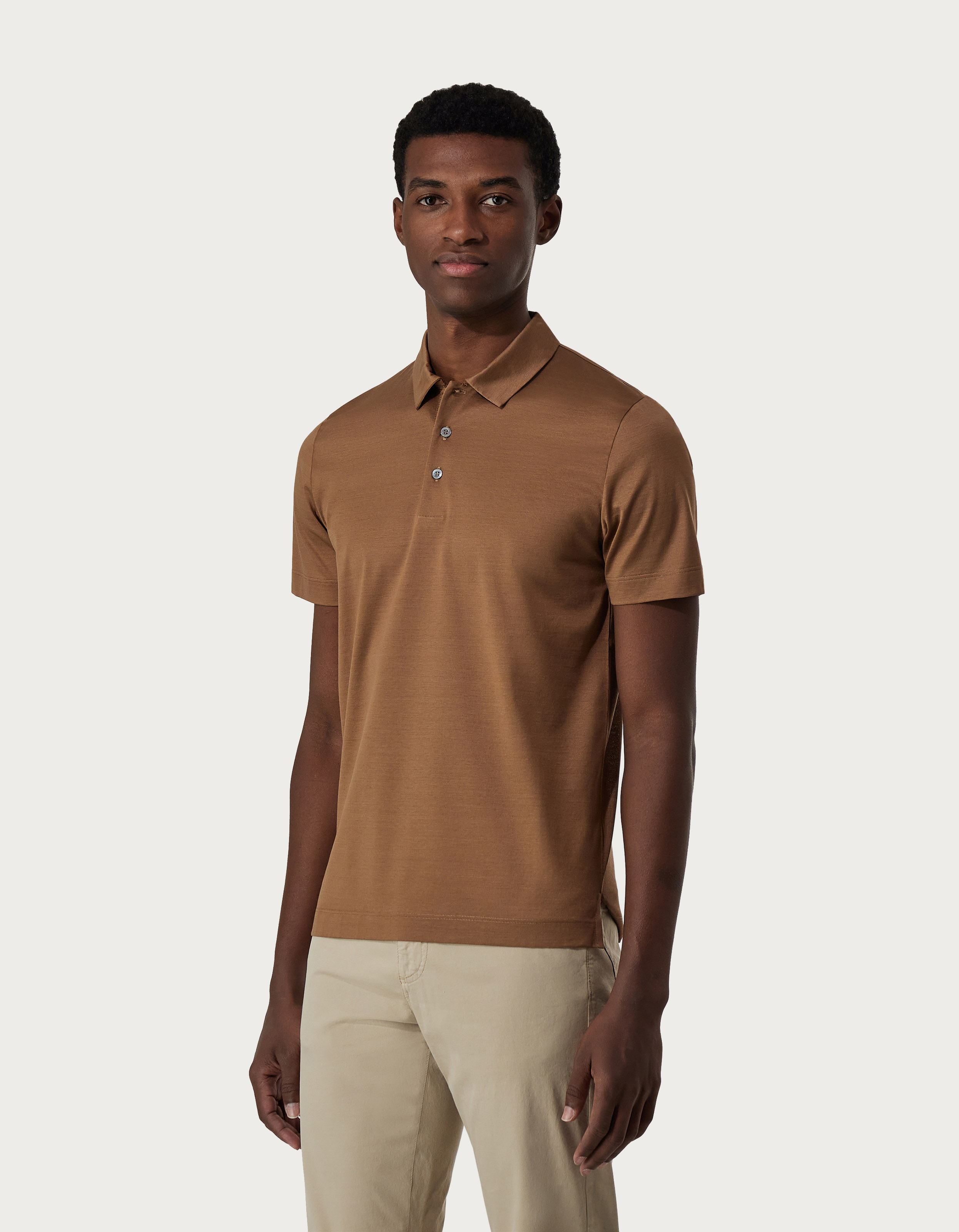 Camel polo shirt in Filoscozia cotton - Men's suits, casual and formalwear,  Made in Italy | Canali US
