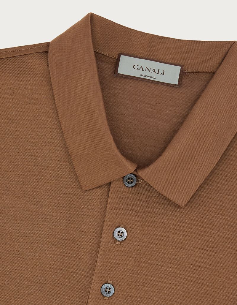 Camel polo shirt in Filoscozia cotton