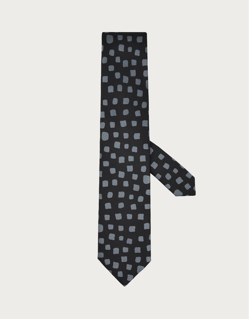 Black silk tie with motif pattern