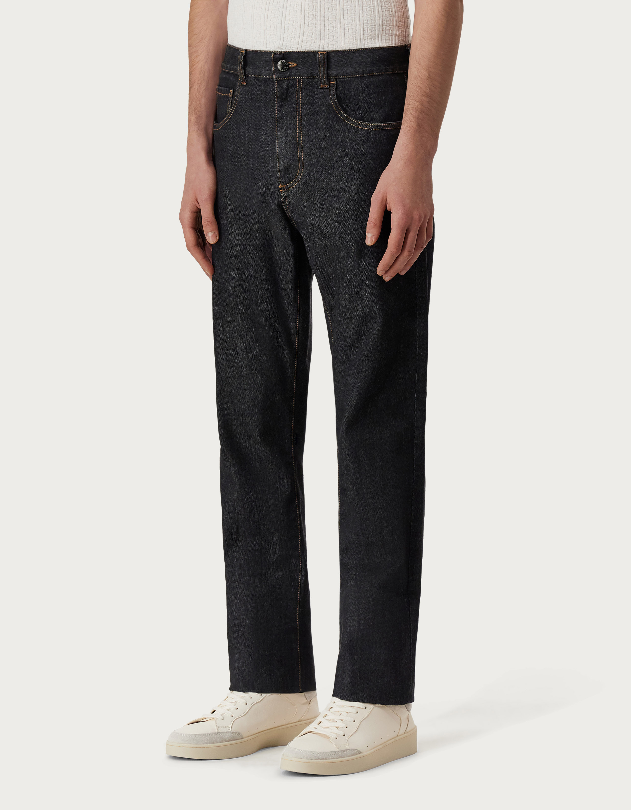 Five-pocket stretch denim pants in grey - Canali US