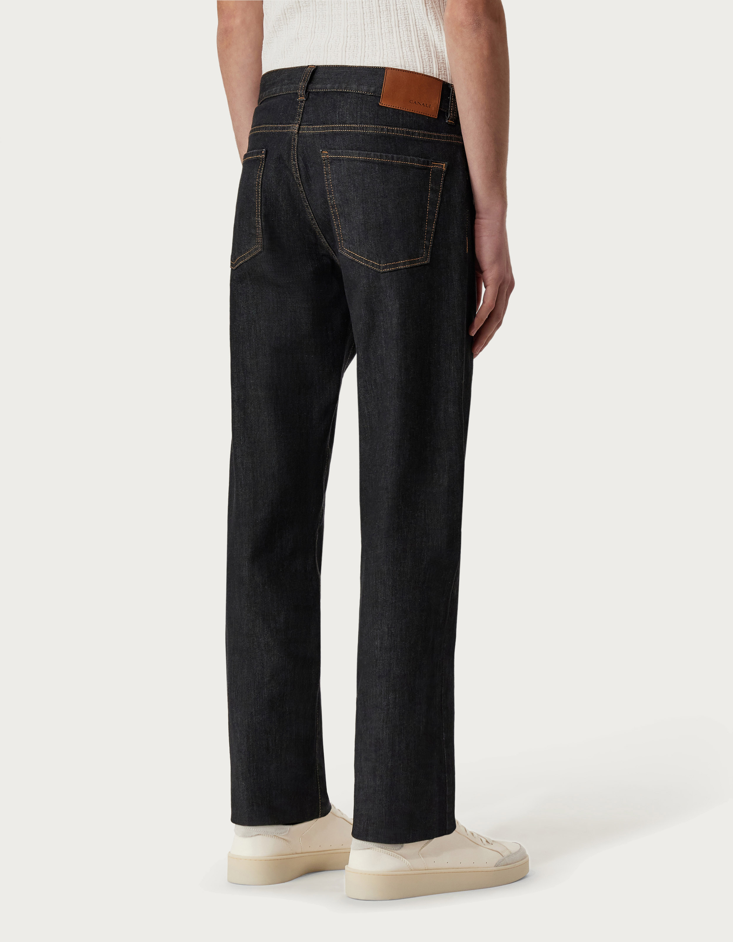 Five-pocket stretch denim pants in grey - Canali US