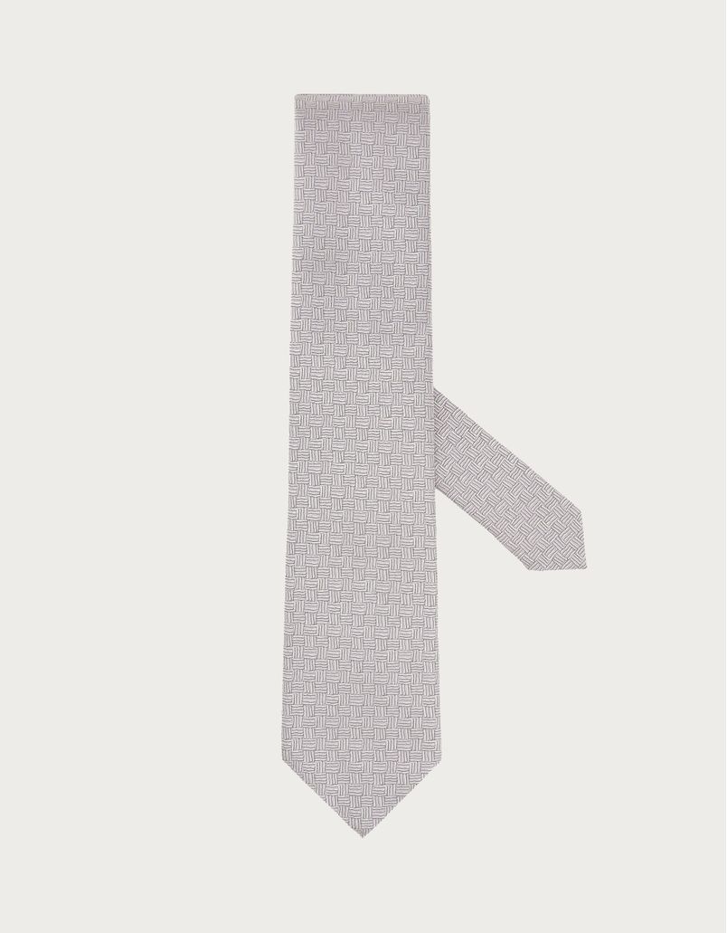 Pink silk tie with geometric pattern