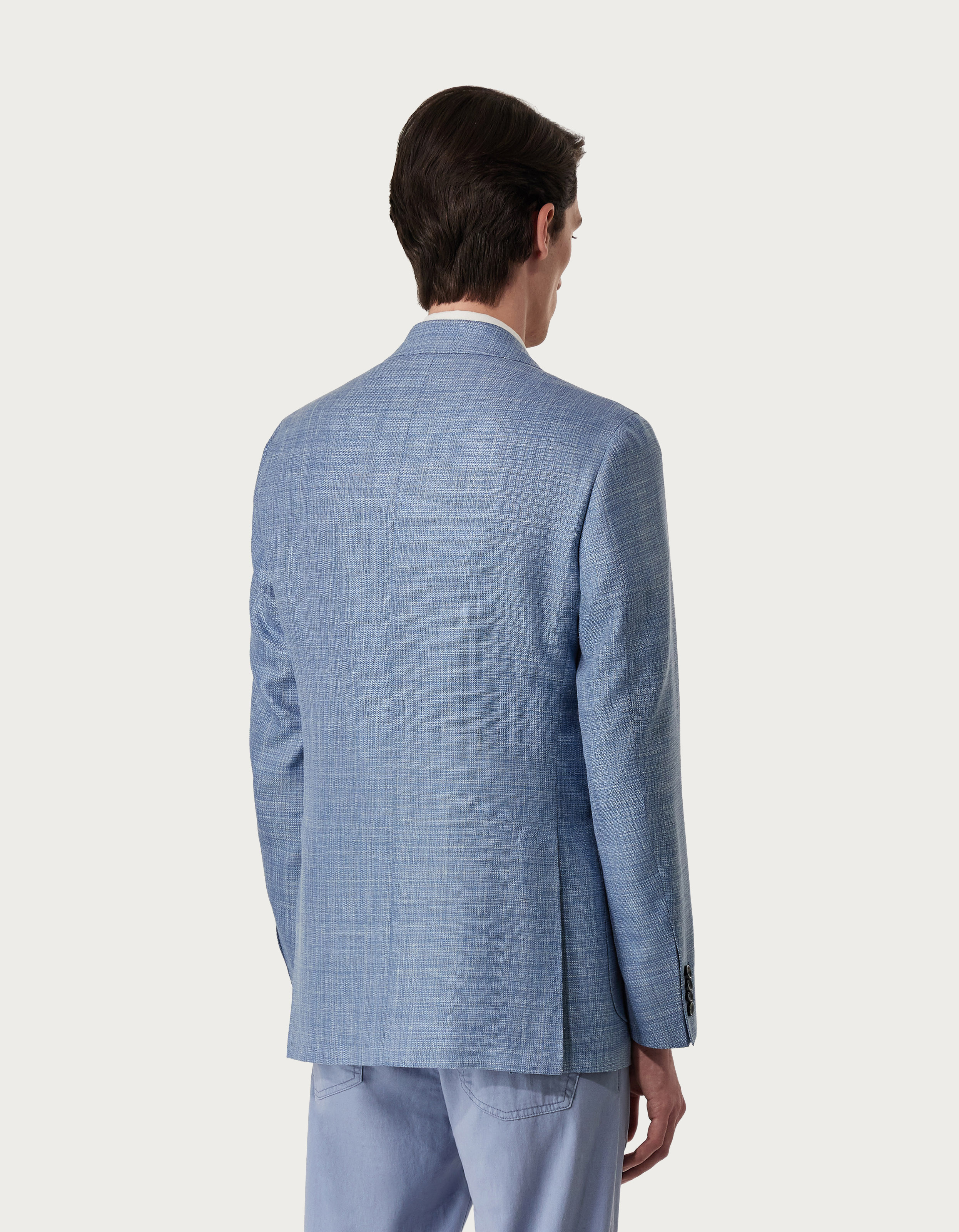 Light blue Kei blazer in wool, silk and linen - Men's suits, casual and  formalwear, Made in Italy | Canali US