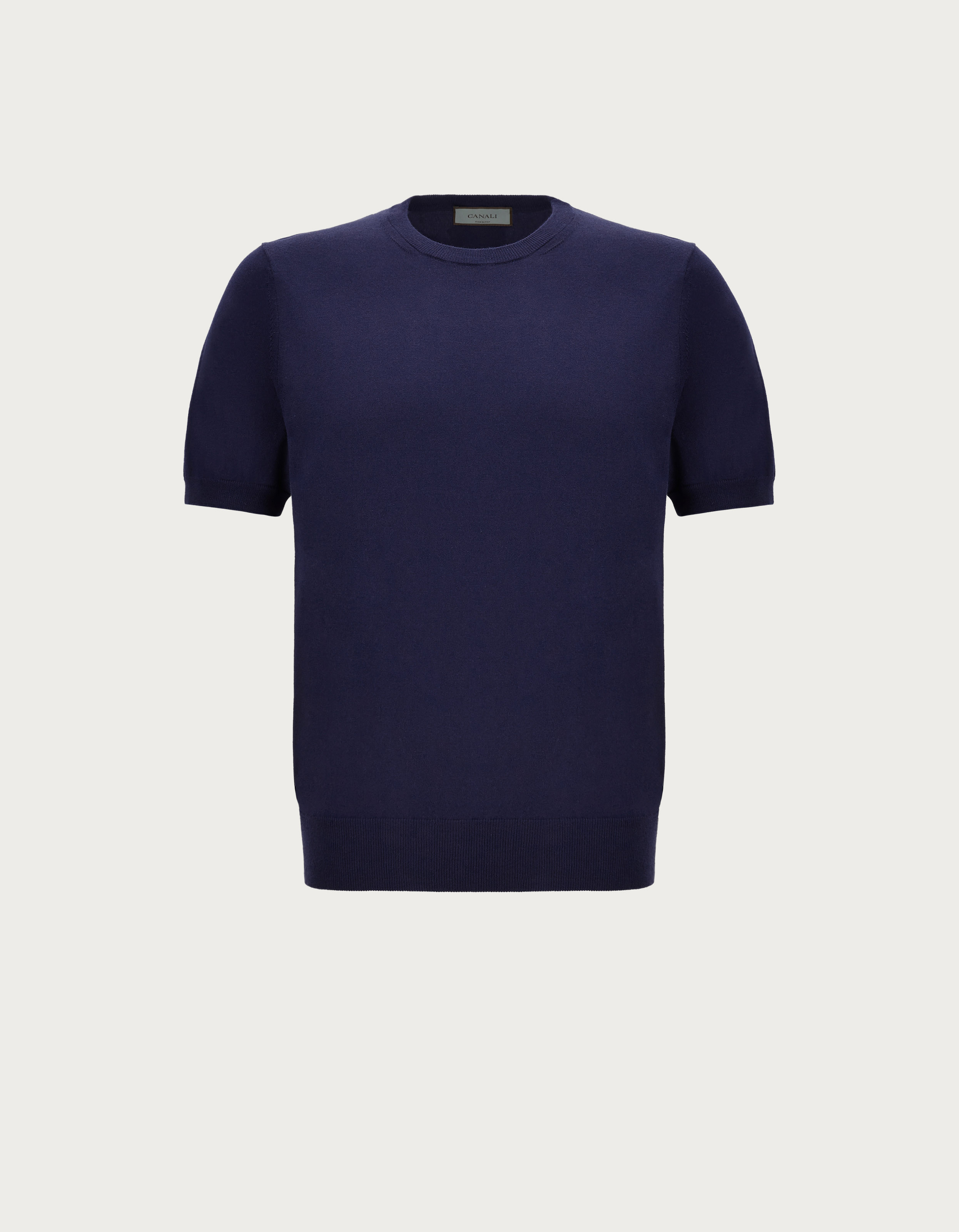 Navy blue crew-neck in shaved cotton - Canali US