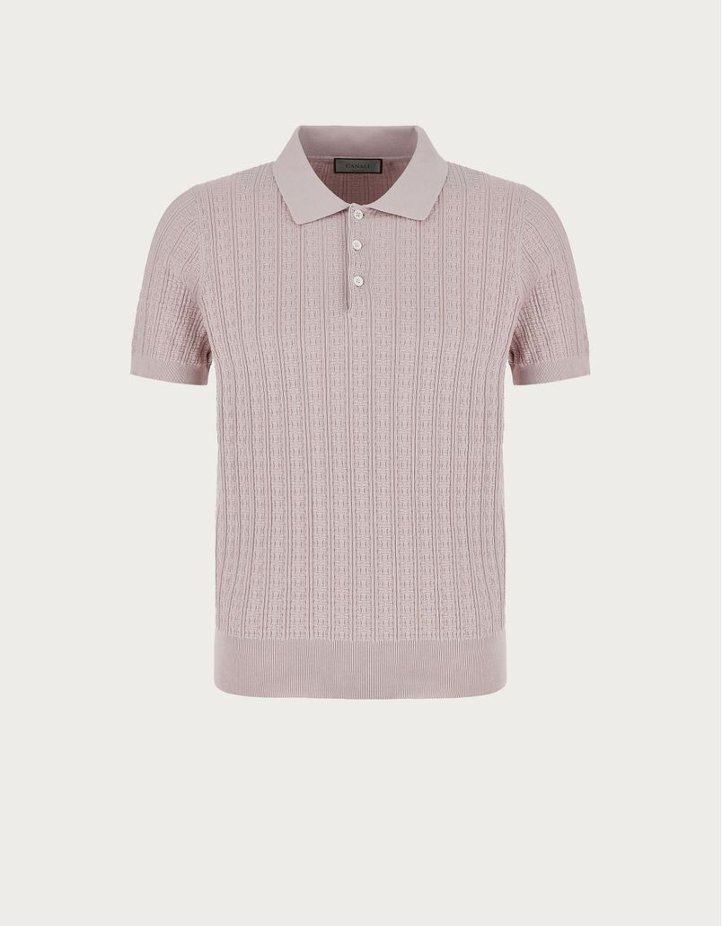 Pink structured polo shirt in garment-dyed cotton