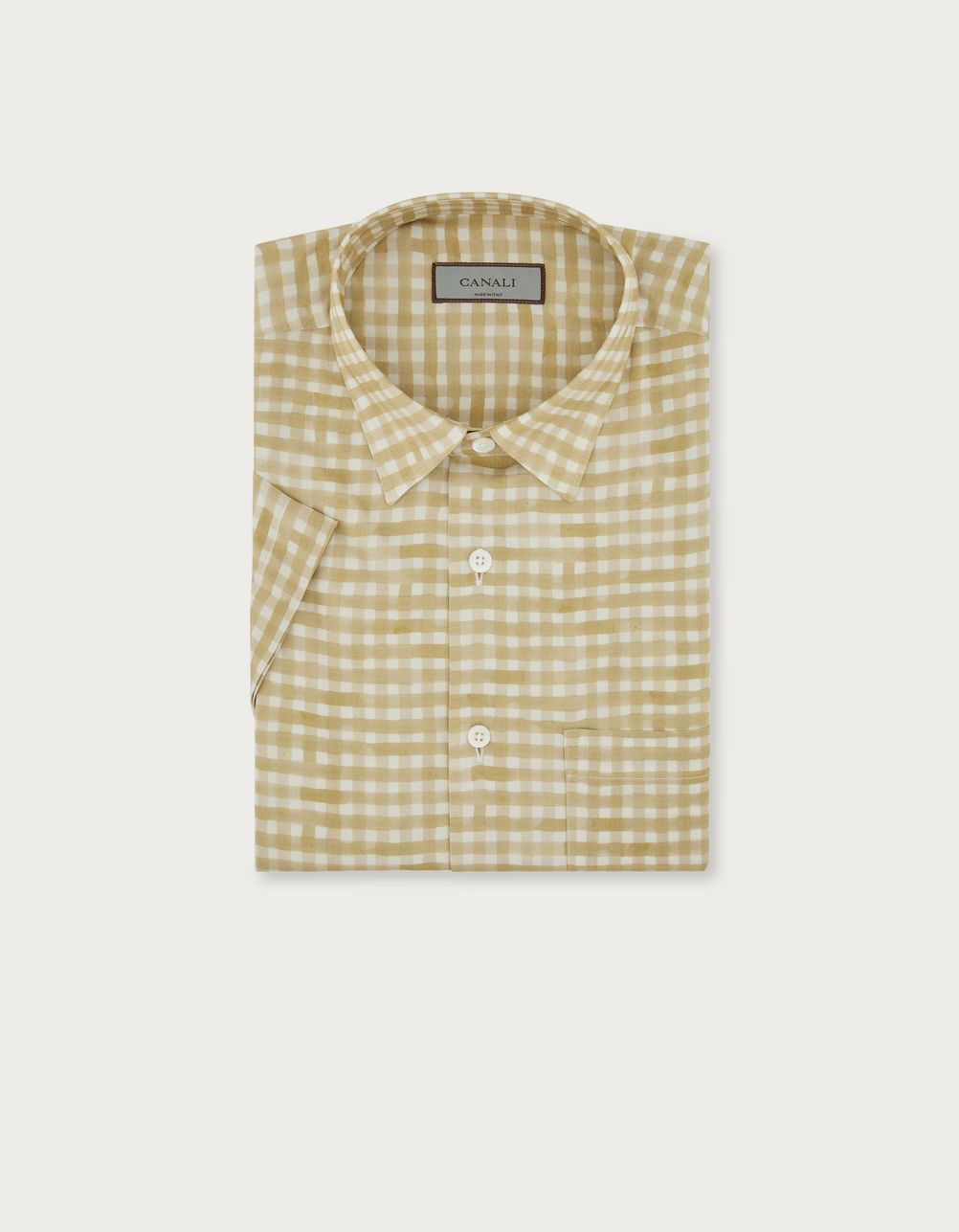 Beige checked shirt with relaxed fit