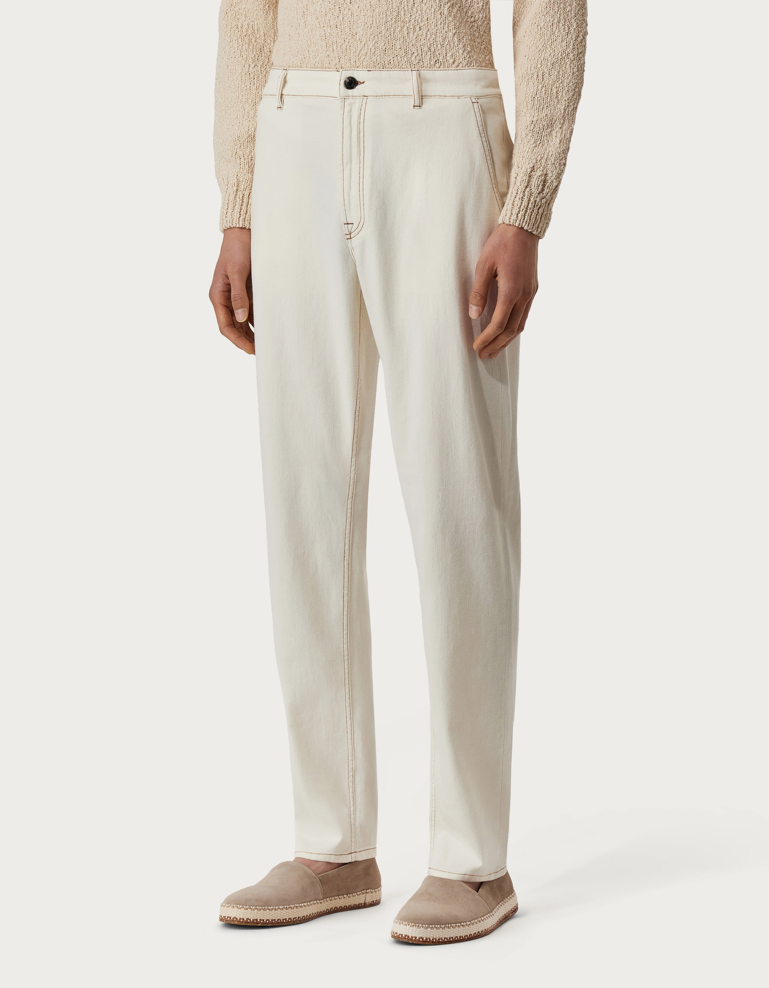 Relaxed-fit chinos in ecru denim - Canali US