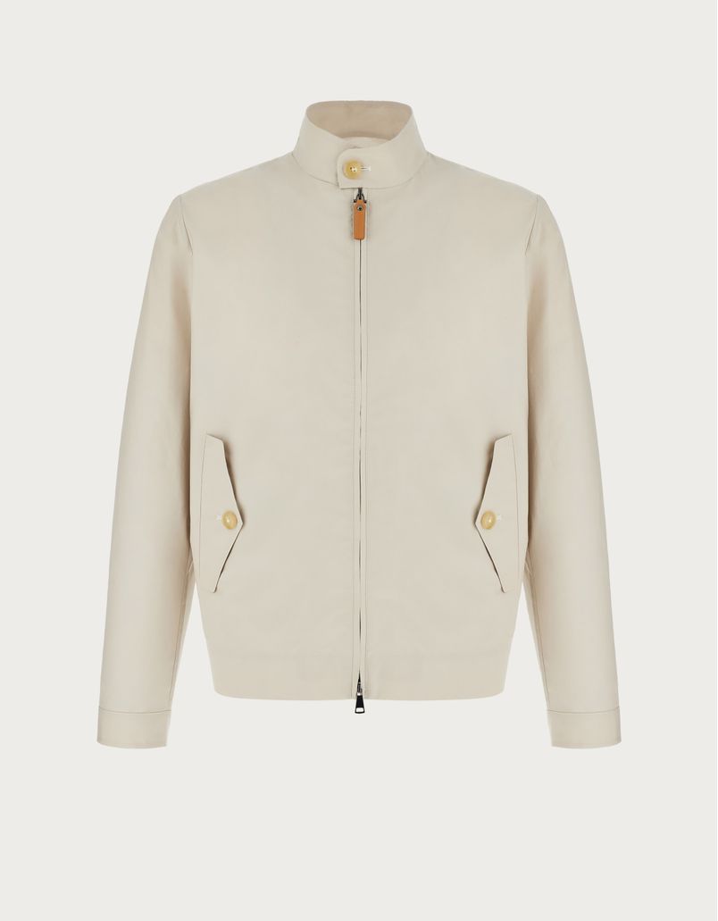 Beige jacket in resin-coated cotton