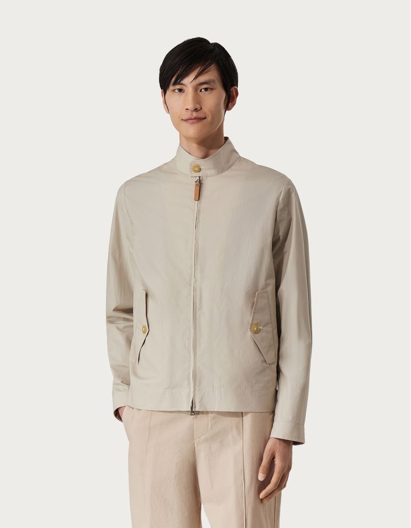 Beige jacket in resin-coated cotton