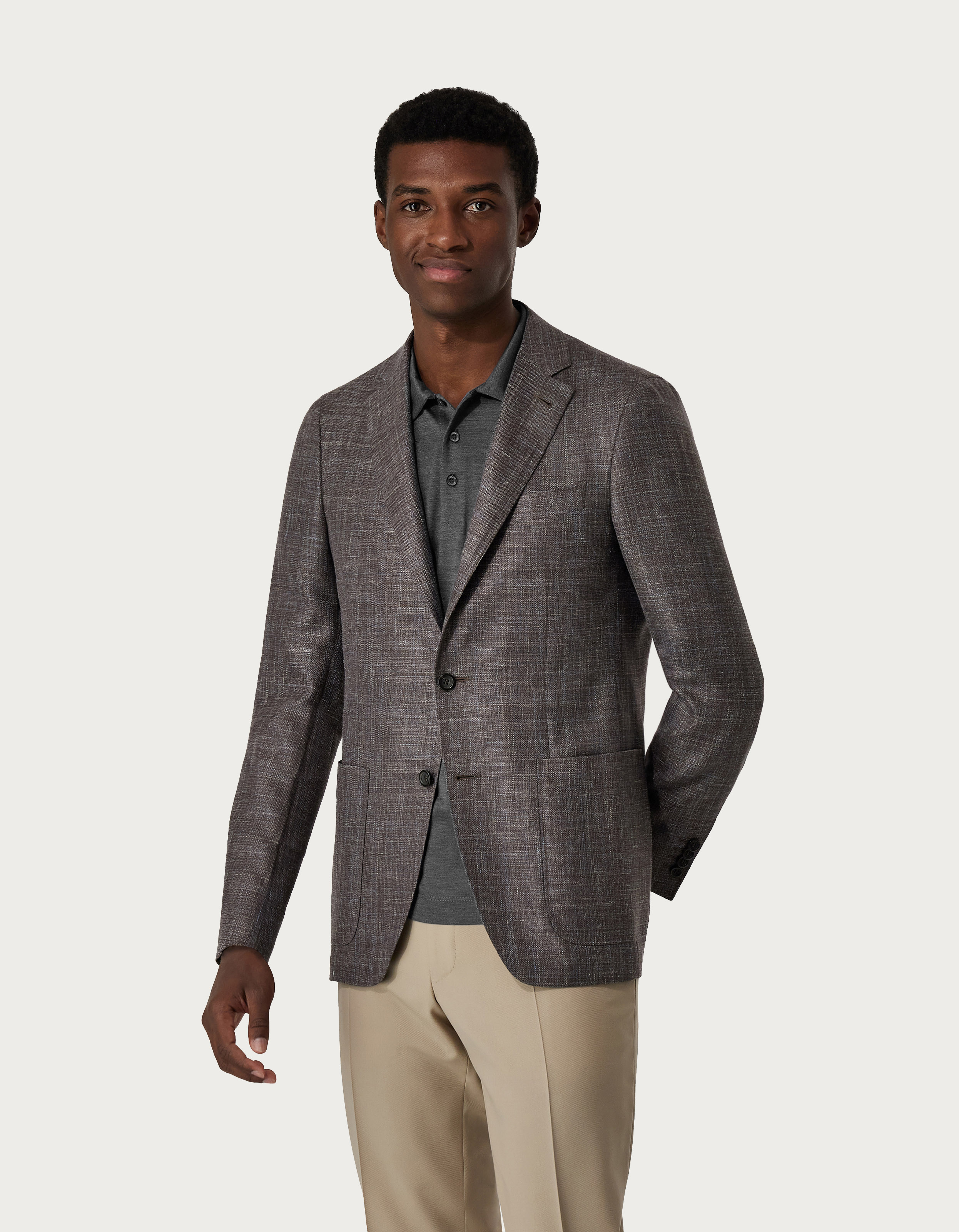 Grey Kei blazer in wool, silk and linen - Canali US