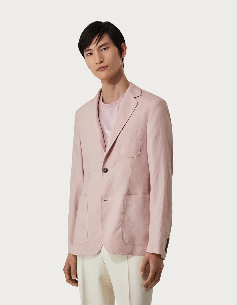 Casual jacket in pink linen