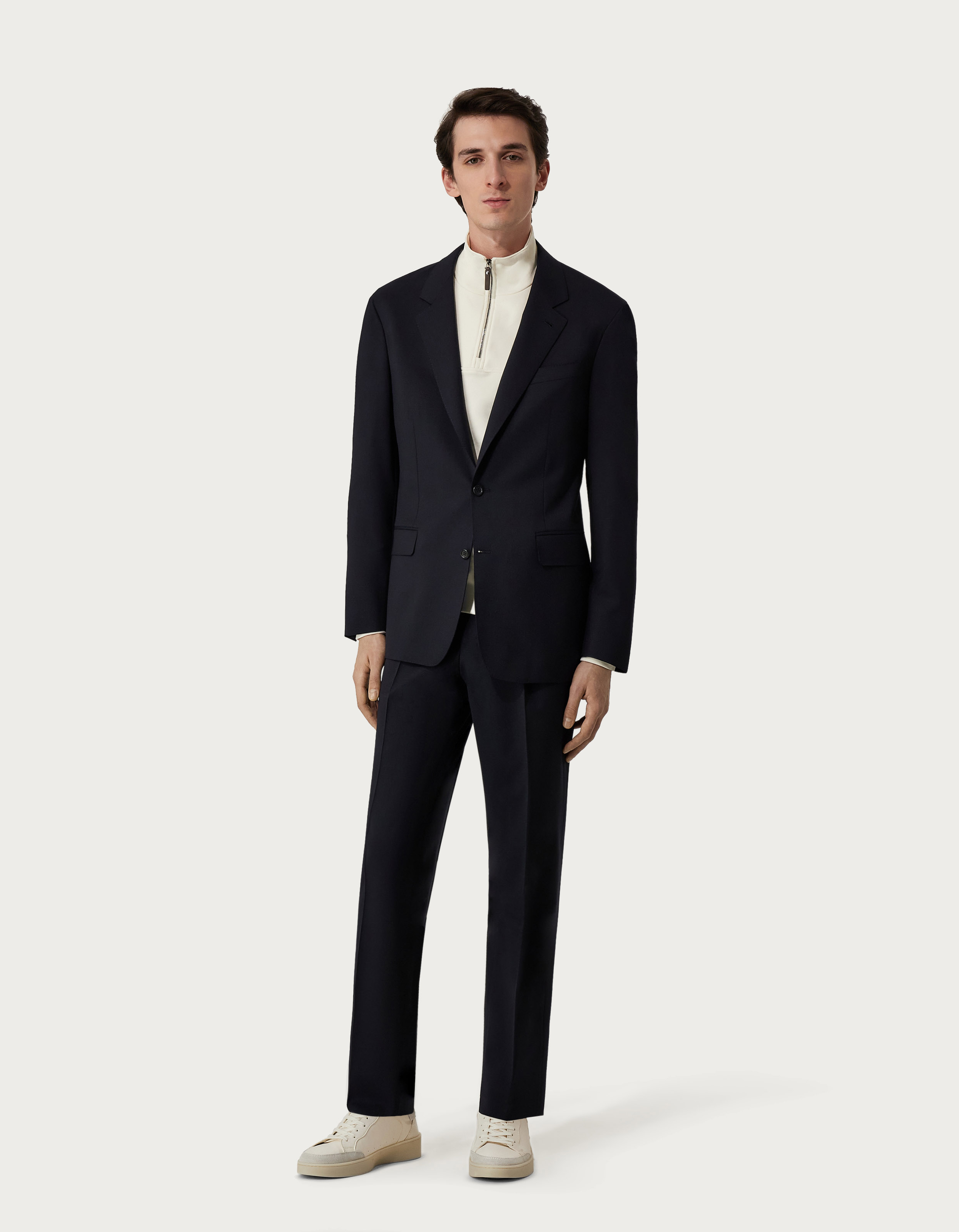 Navy blue suit in stretch wool - Canali US