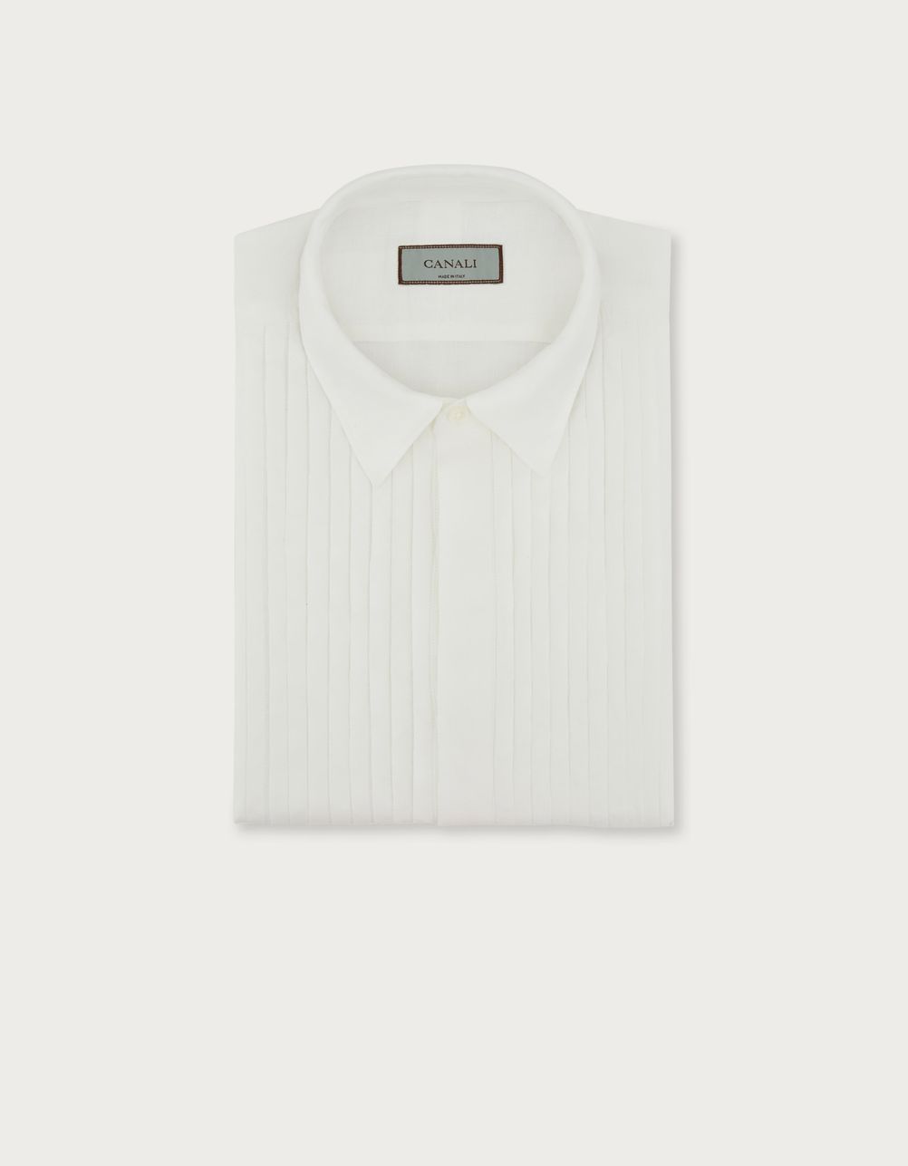 Beige garment-dyed linen shirt