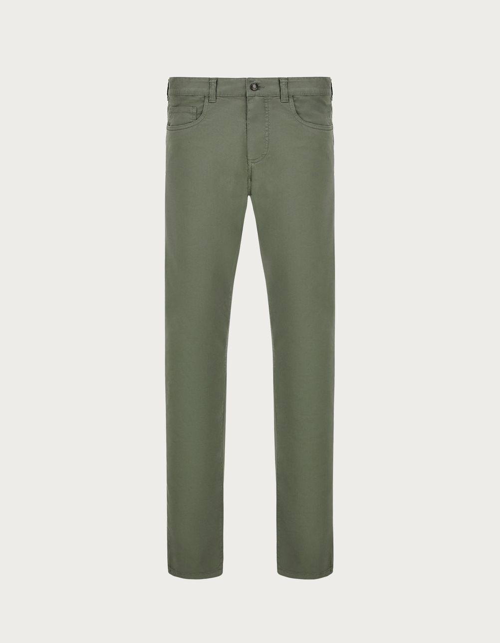 Five-pocket regular-fit pants in sage green garment-dyed cotton microtwill