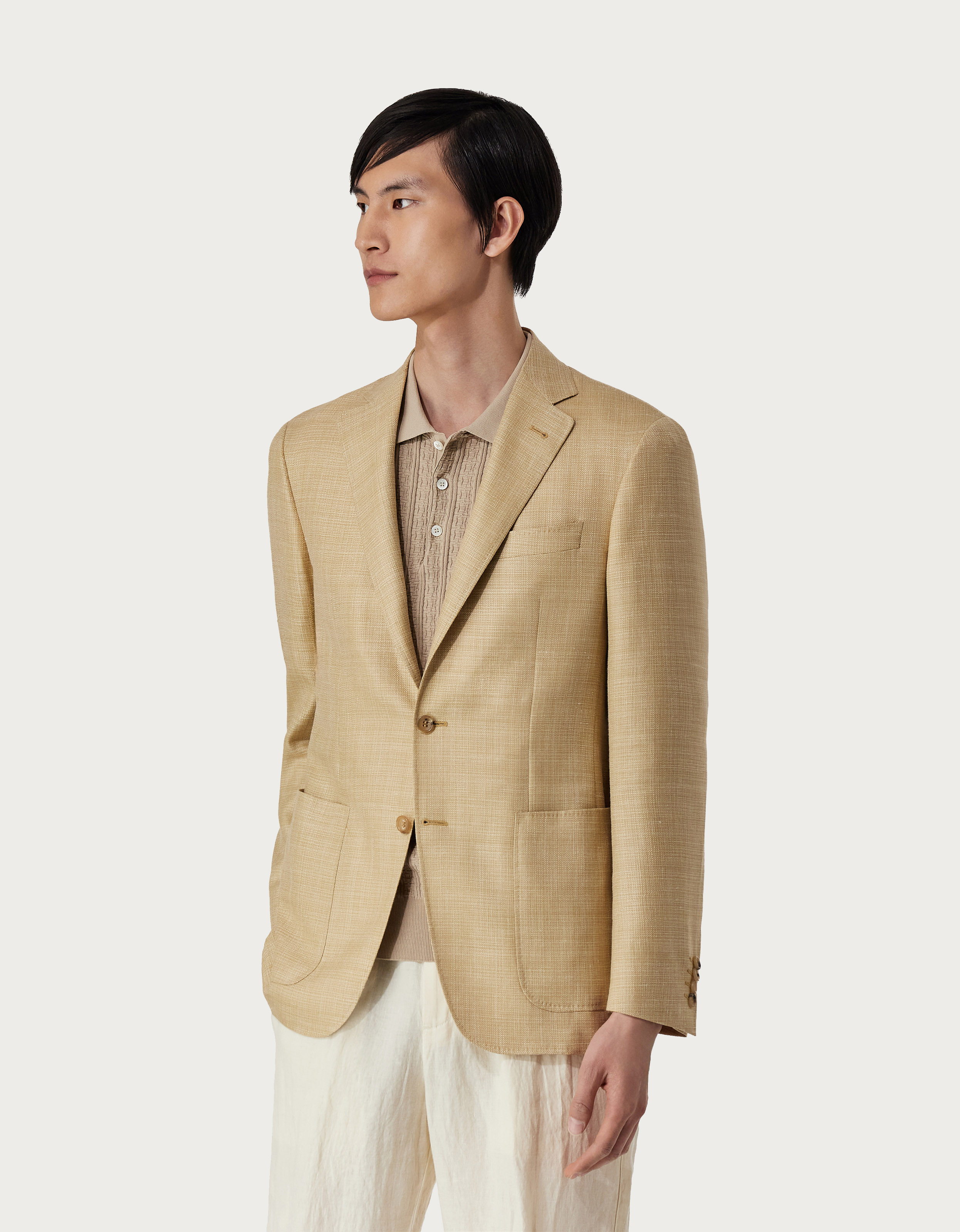 Yellow Kei blazer in wool, silk and linen - Canali US