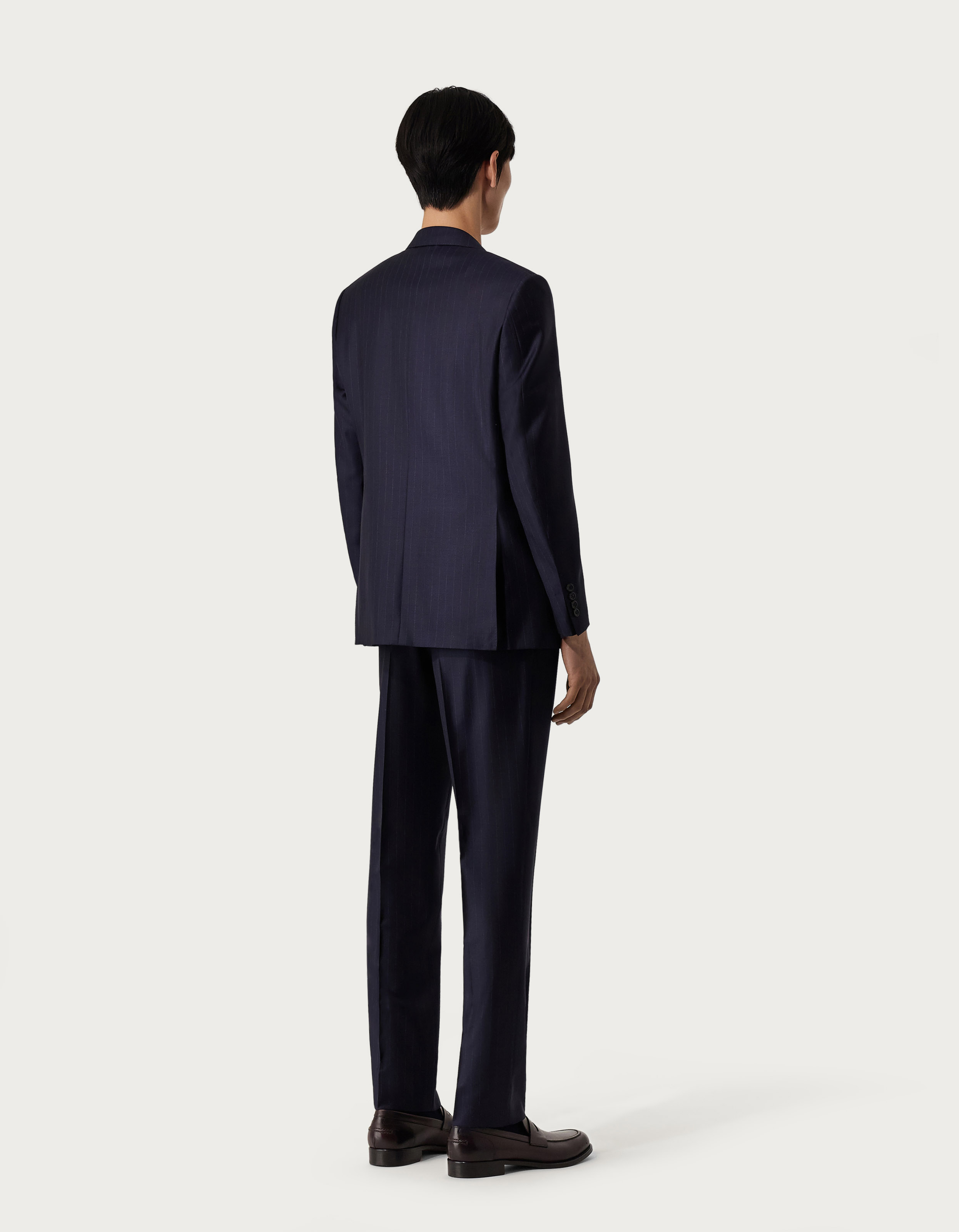 Pinstripe suit in navy blue wool - Canali US