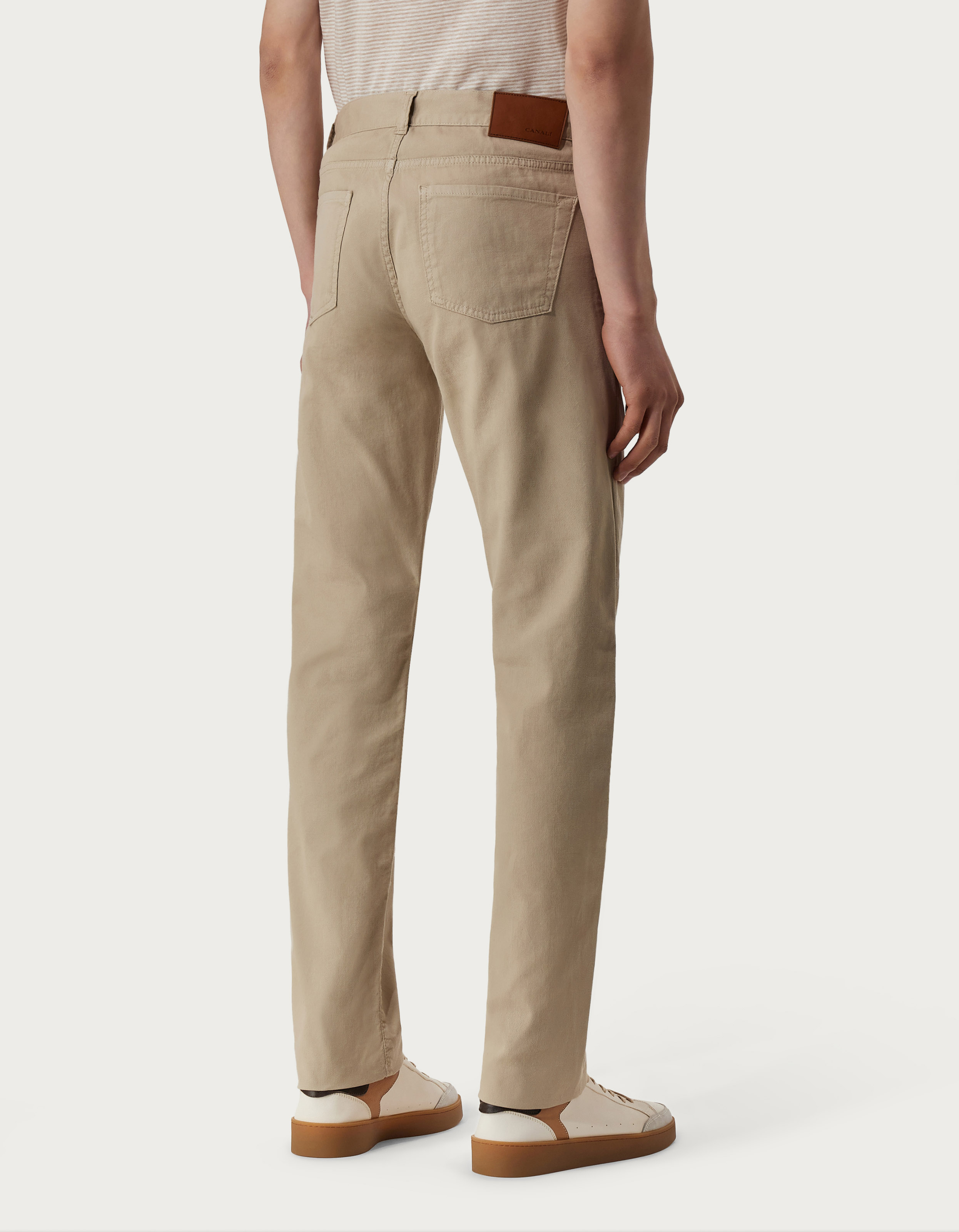 Five-pocket pants in sand cotton microtwill - Canali US