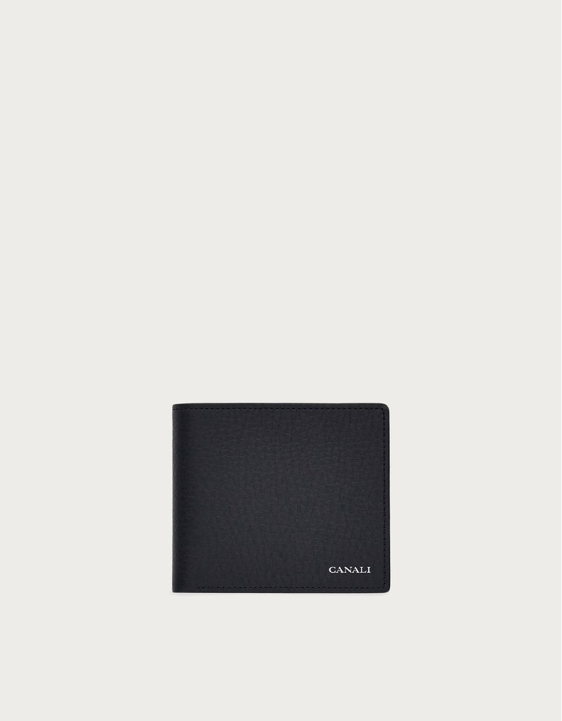 8-card wallet in black tumbled calfskin