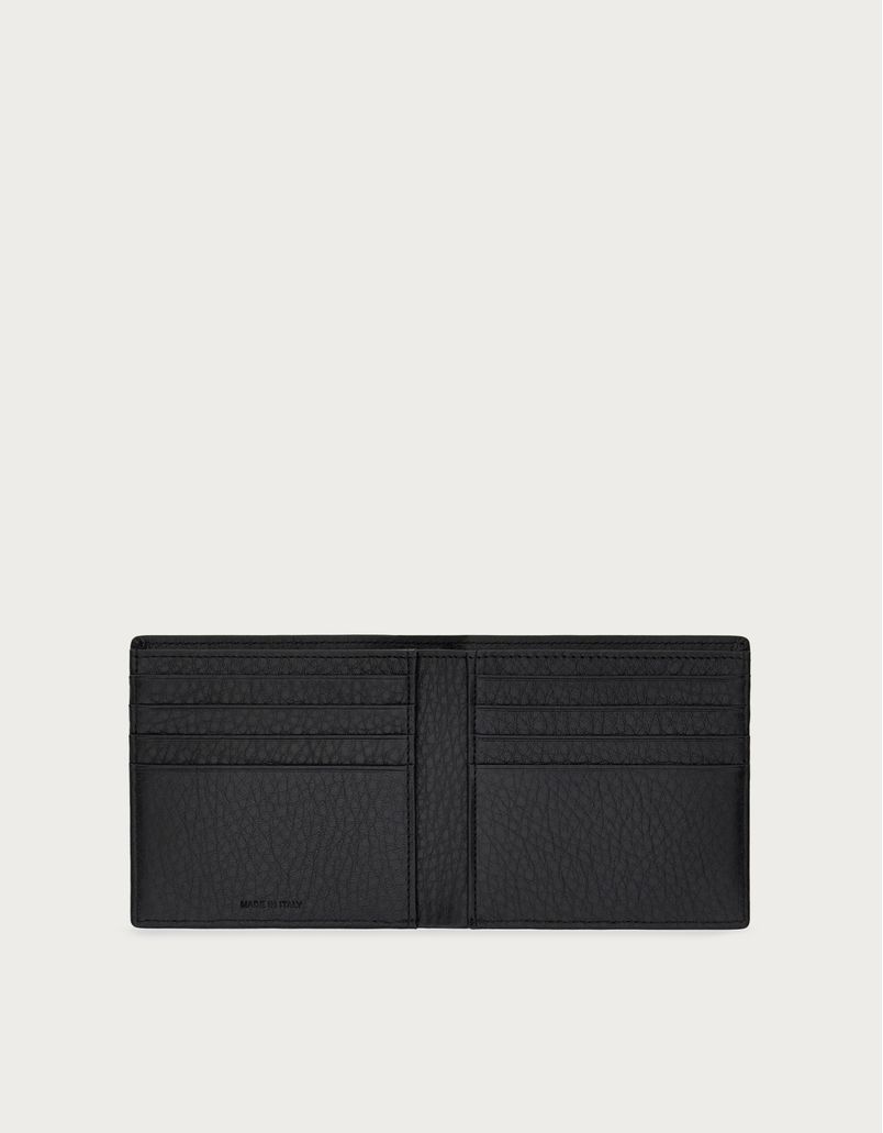 8-card wallet in black tumbled calfskin