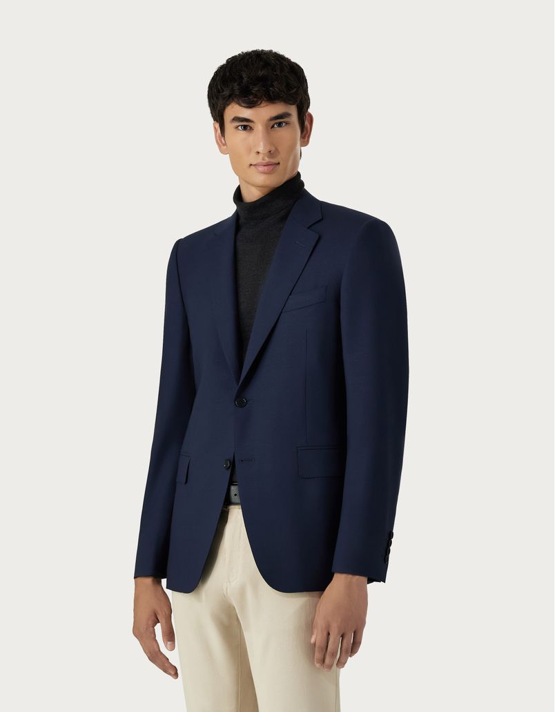 Blue pure travel wool blazer