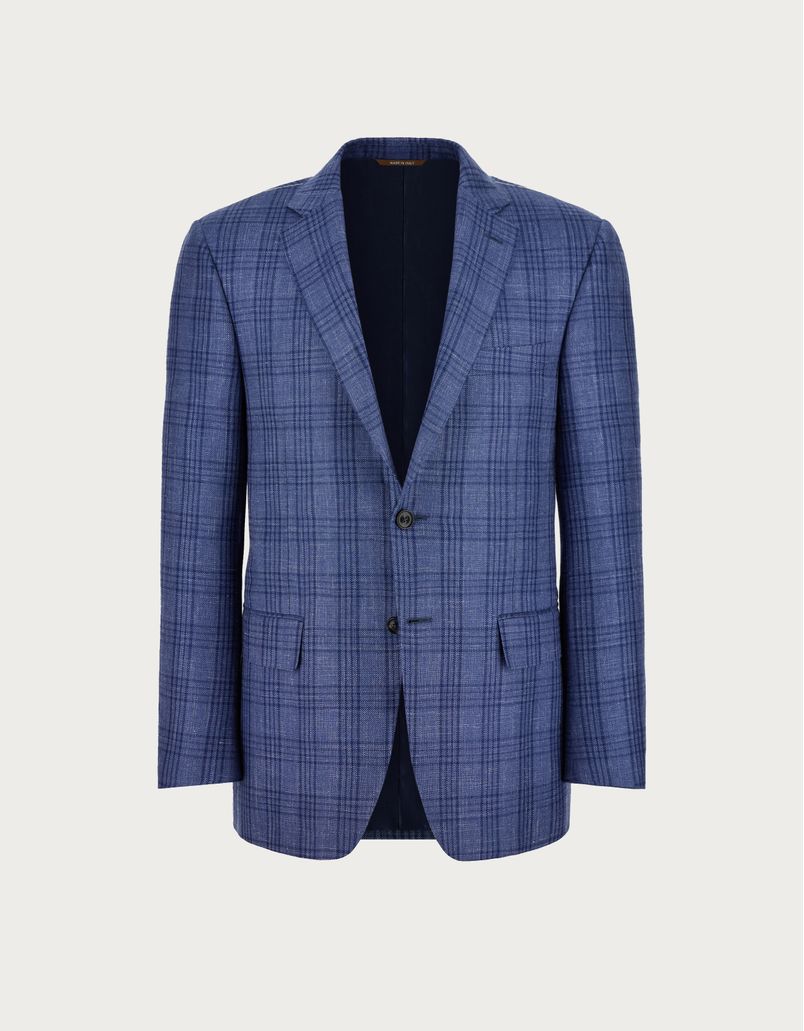 Light blue and blue blazer in cashmere, silk, and linen - Exclusive