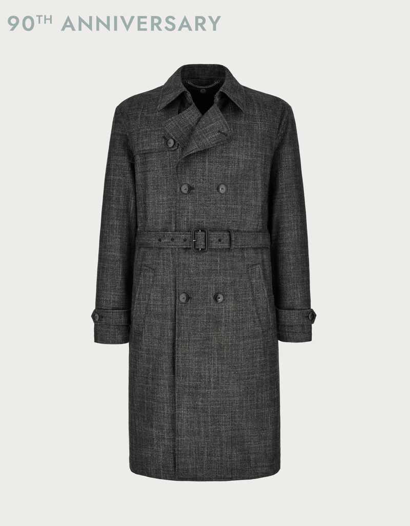 Grey silk wool and cashmere blend trench coat 90th anniversary