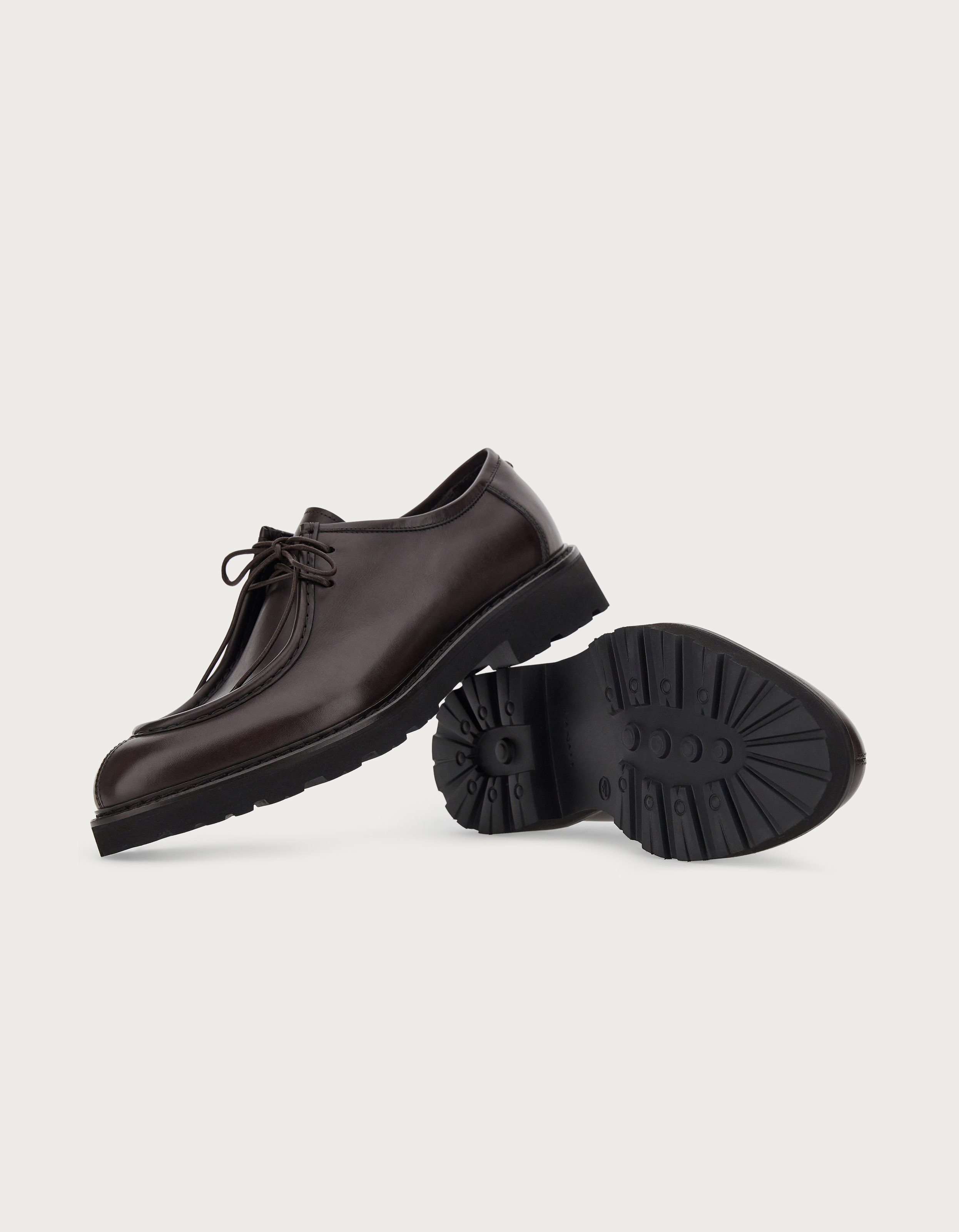 Wallaby shoes in dark brown buffed calfskin - Canali US