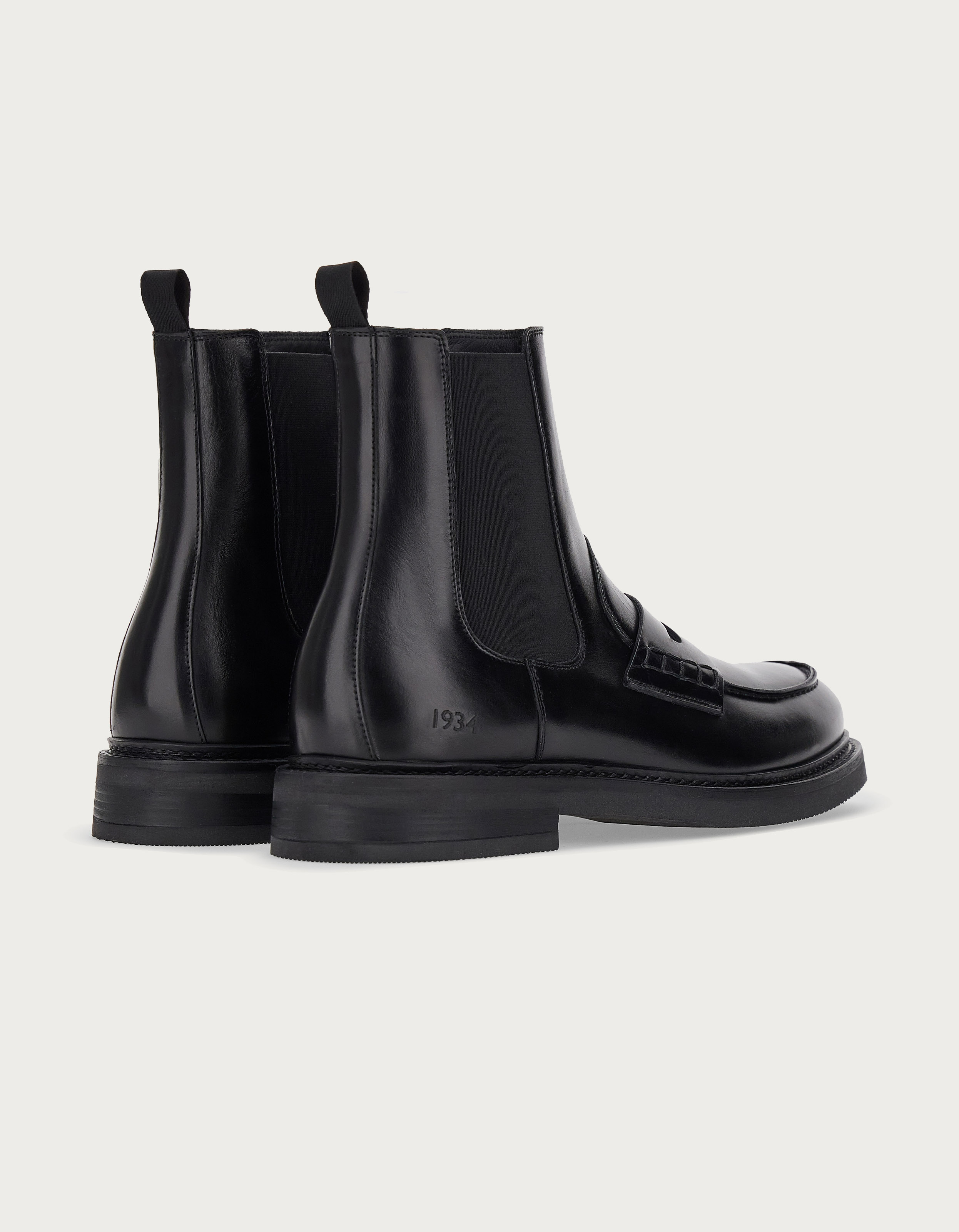 Smooth black calfskin beatle boots for men - Canali US