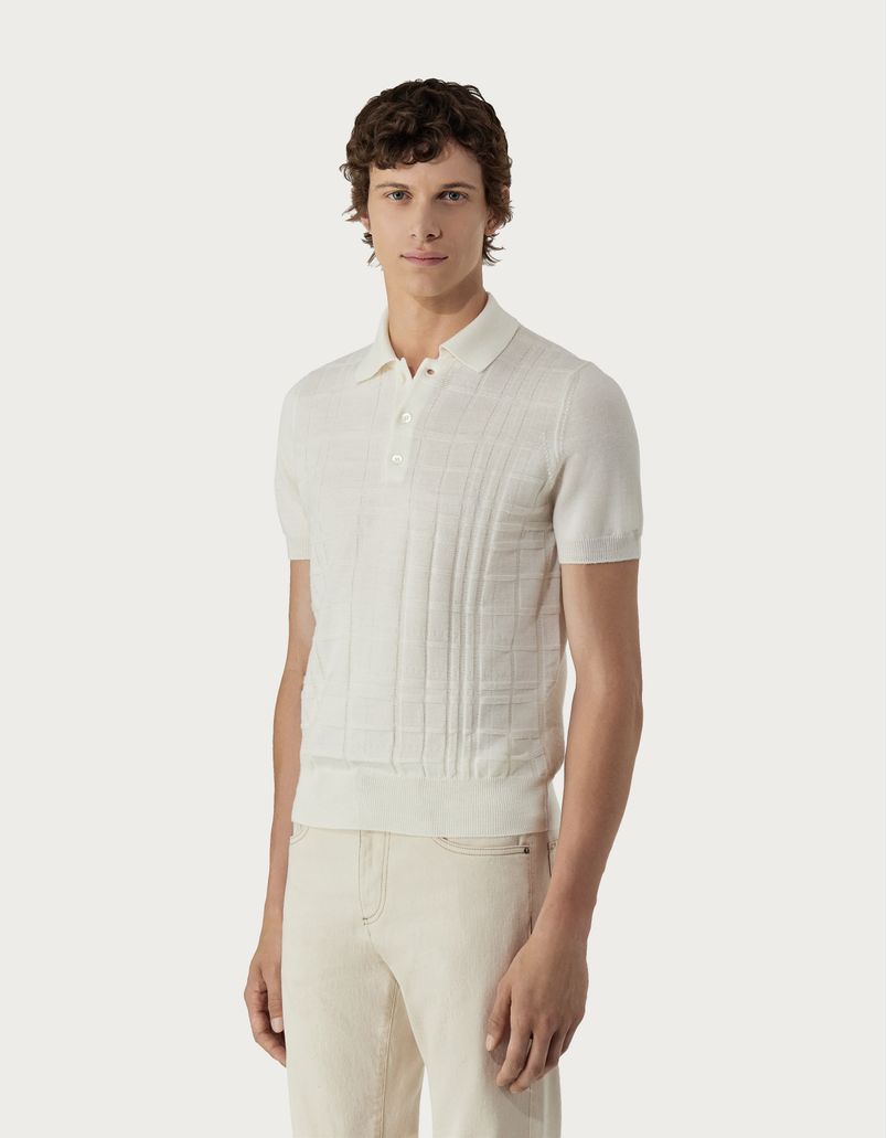 White wool polo shirt