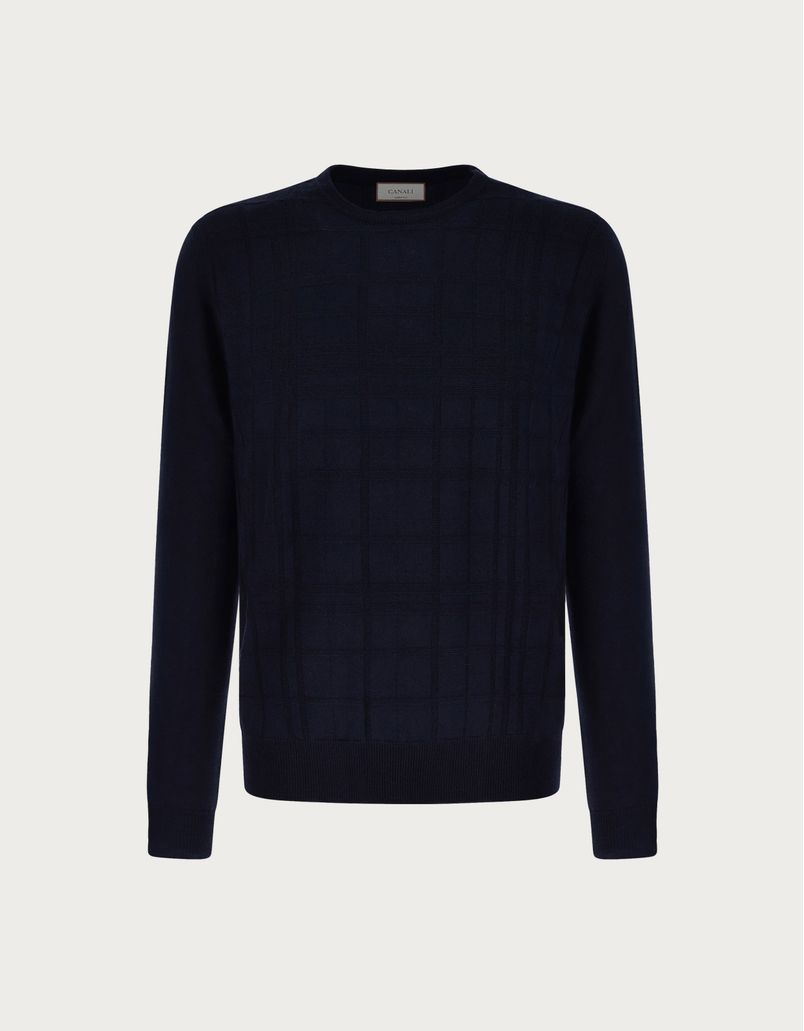 Navy blue wool crew-neck