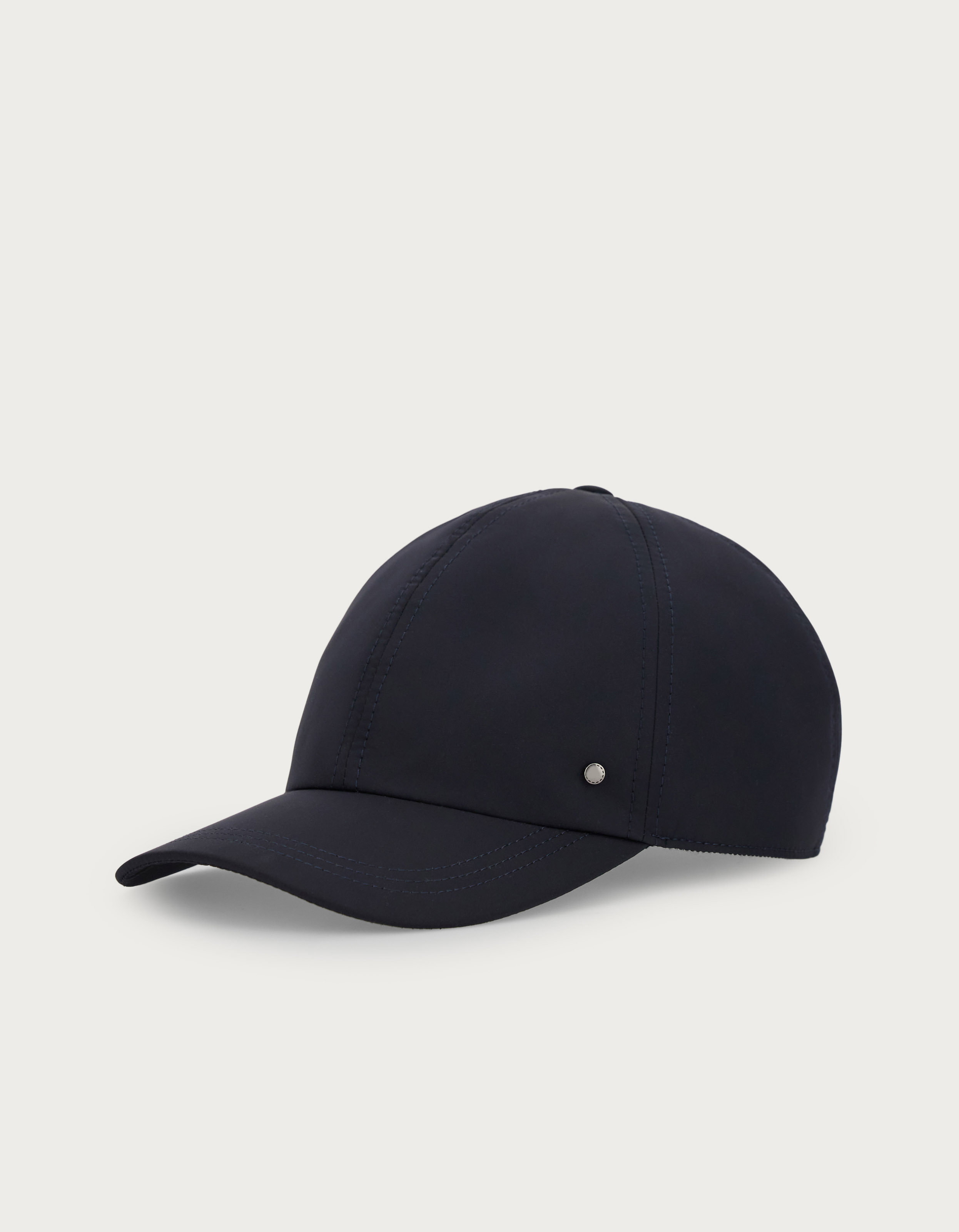 Baseball cap in blue nylon with leather strap - Canali US