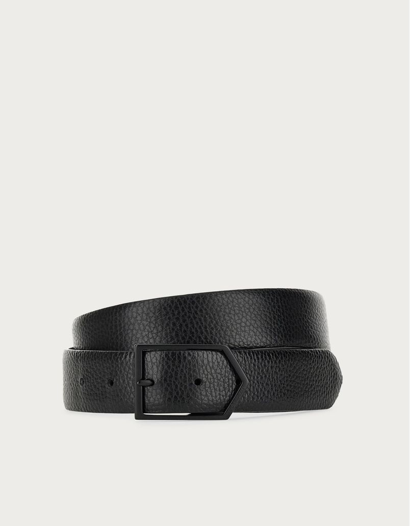 Black tumbled calfskin belt