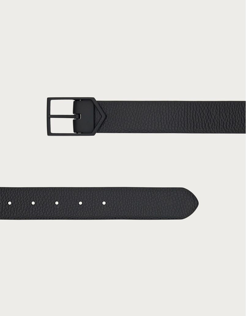 Black tumbled calfskin belt