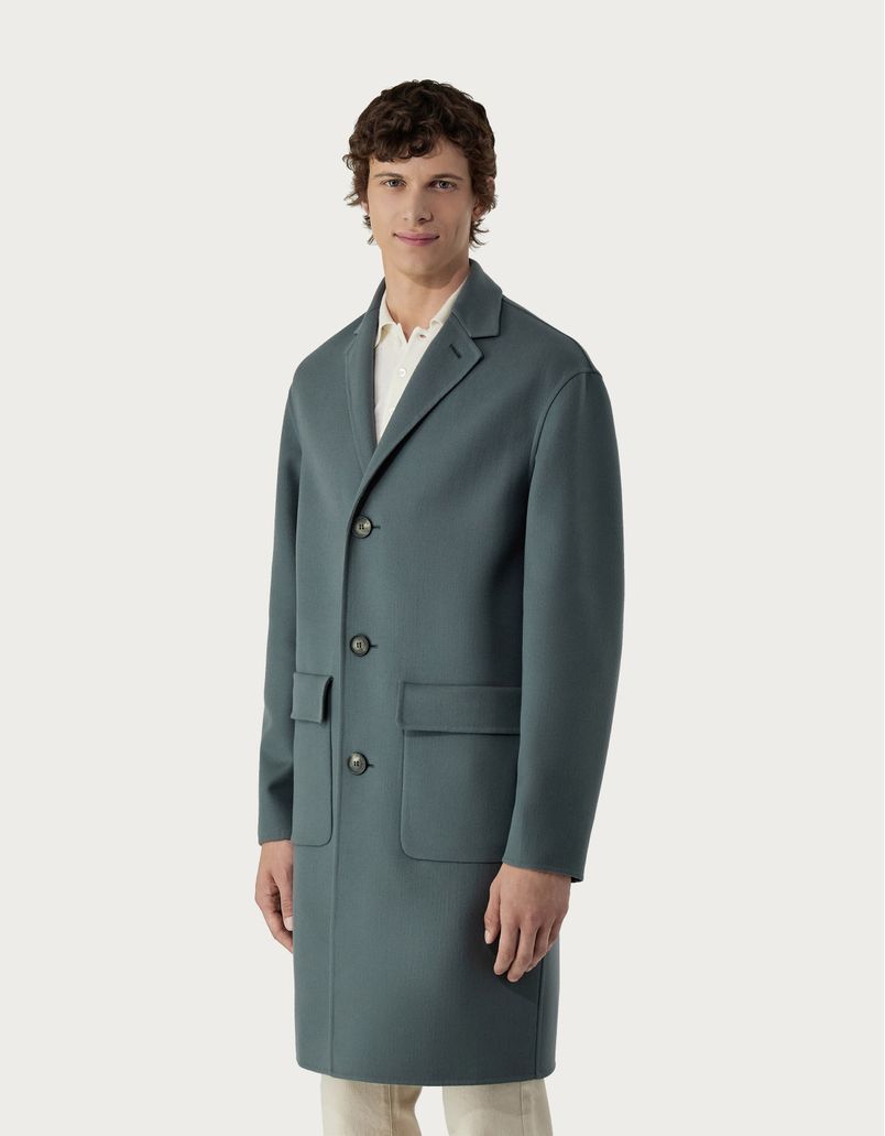 Sage Double coat in wool and cashmere