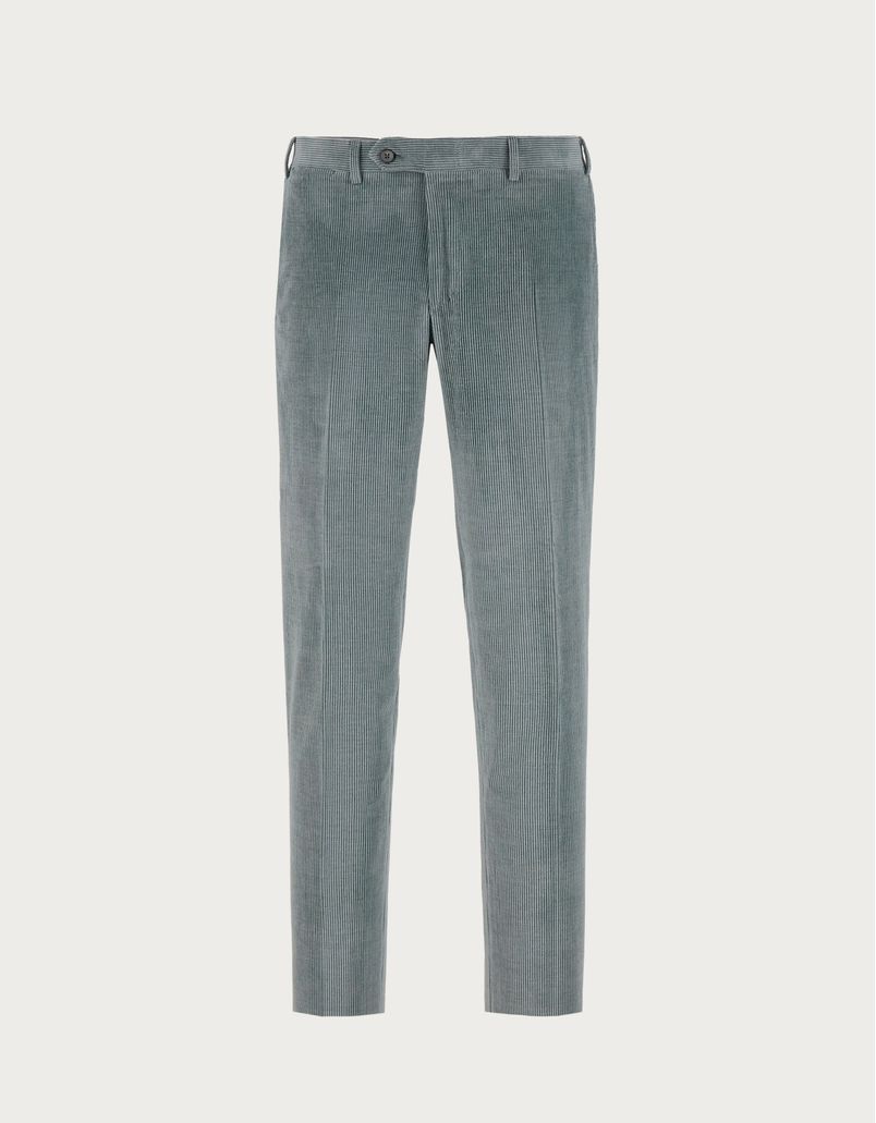 Pants in green cashmere and cotton corduroy