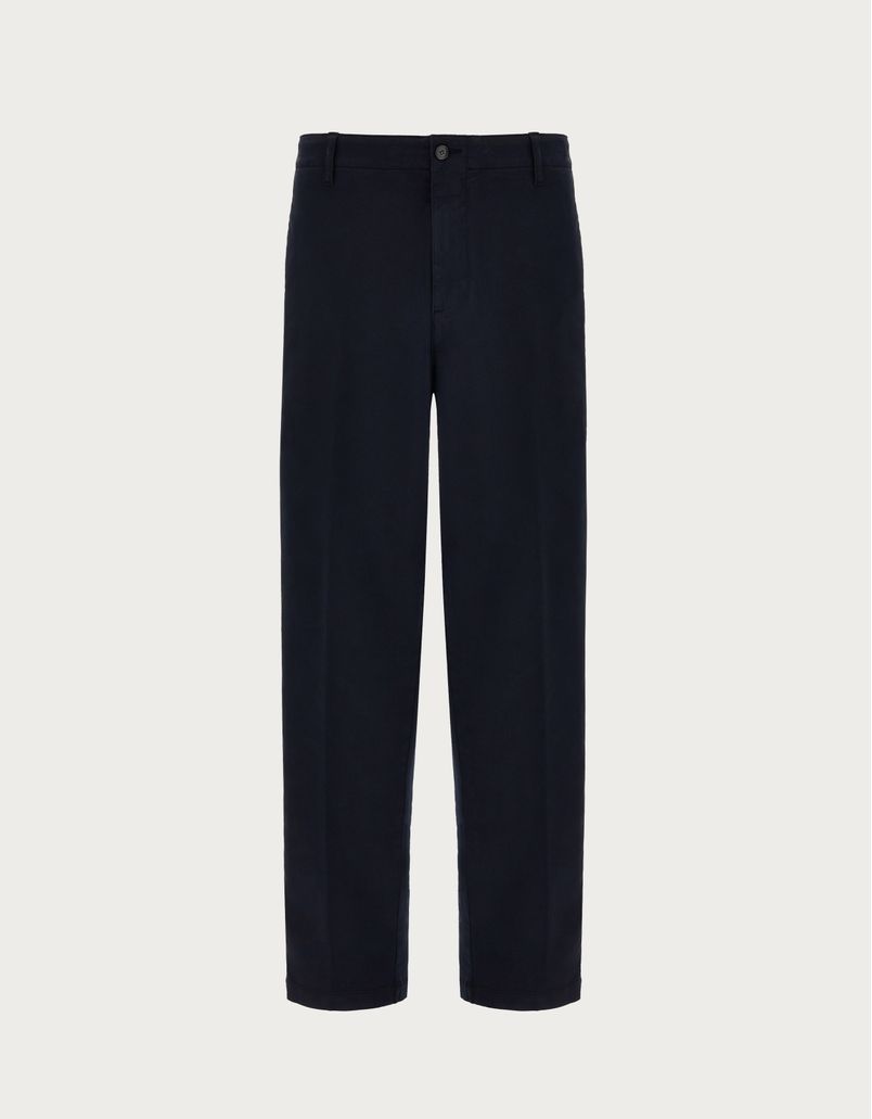 Relaxed fit chinos in garment-dyed blue-black cotton twill