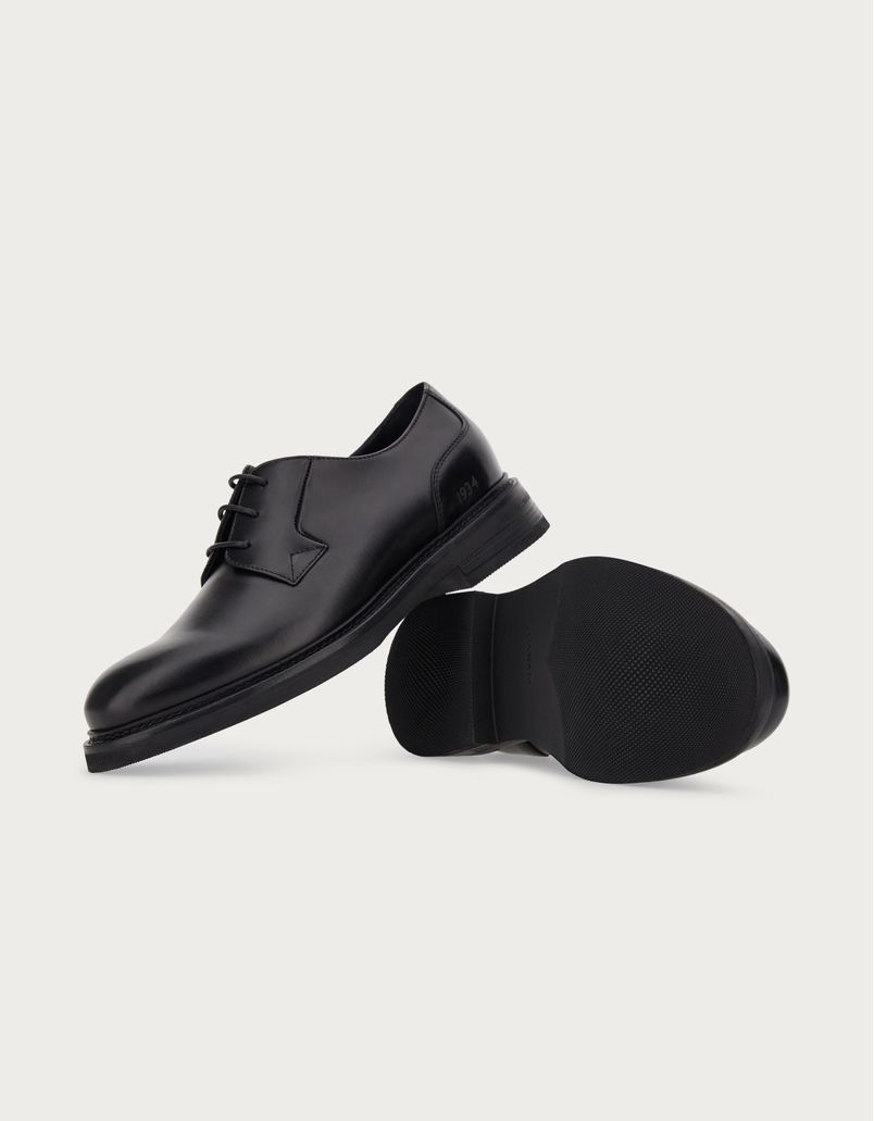 Smooth black calfskin Derby shoes