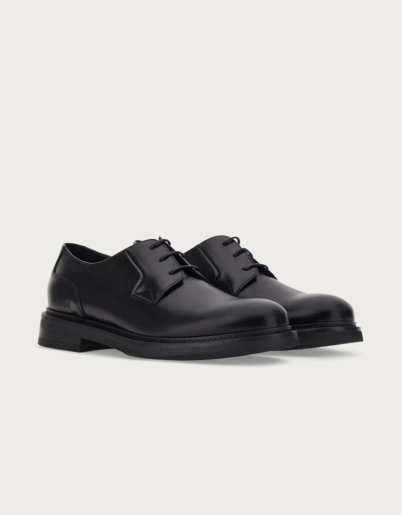 Smooth black calfskin Derby shoes