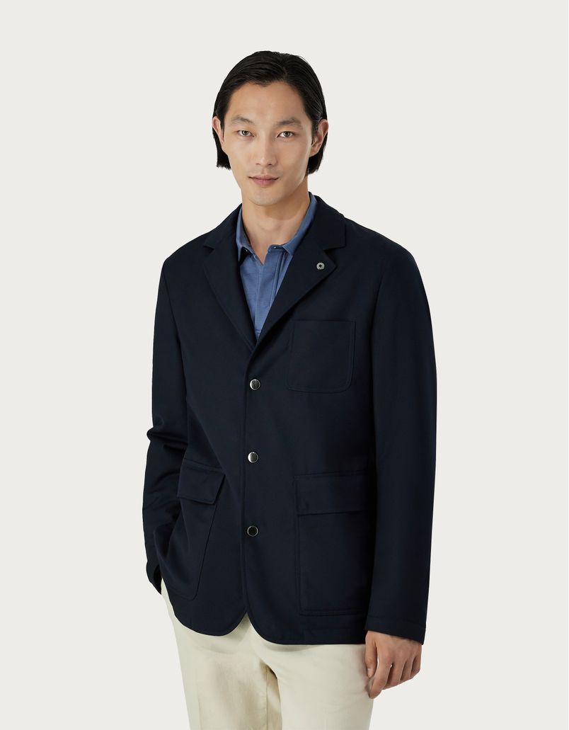 Casual jacket in blue technical fabric