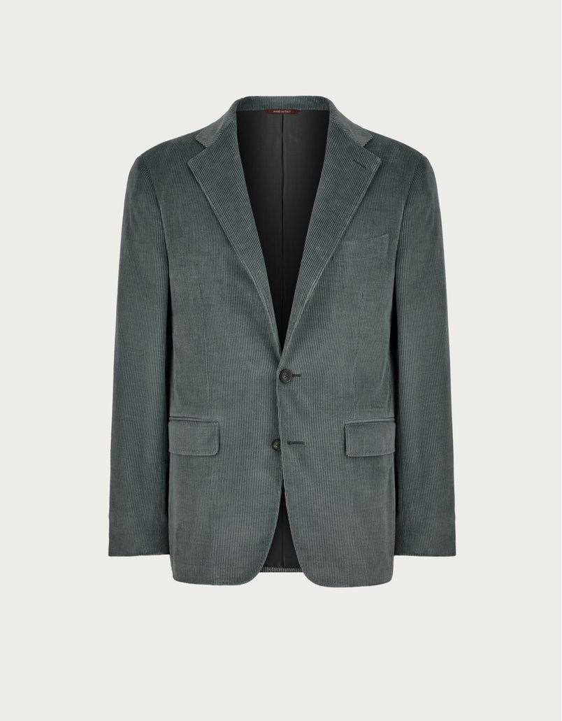 Green cotton and cashmere velvet blazer