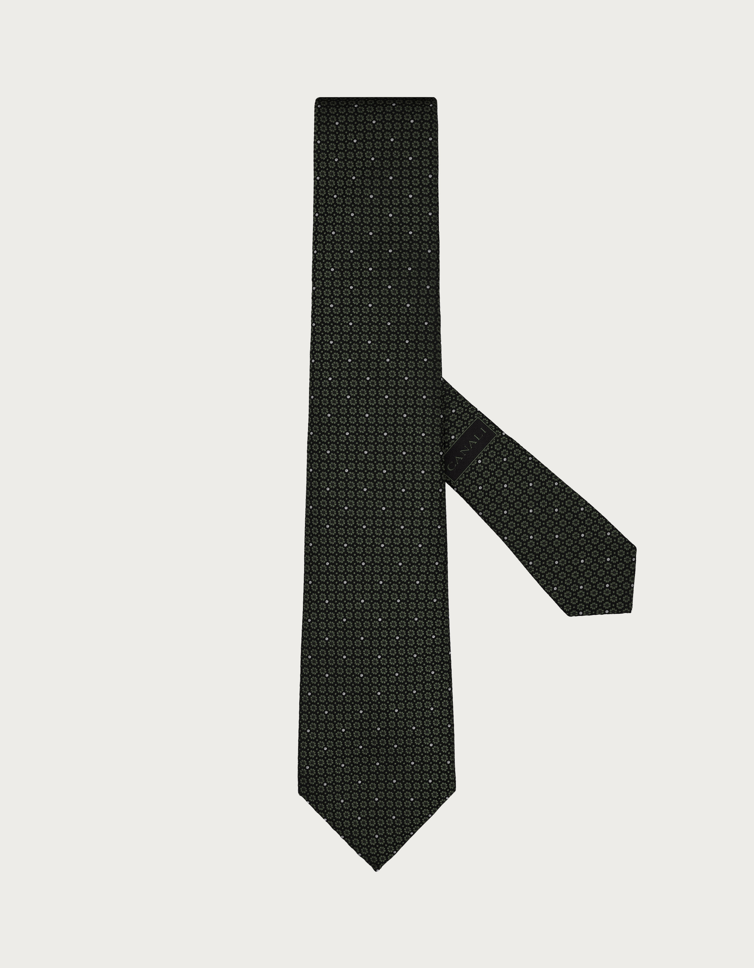 Men's elegant green silk jacquard tie - Canali US