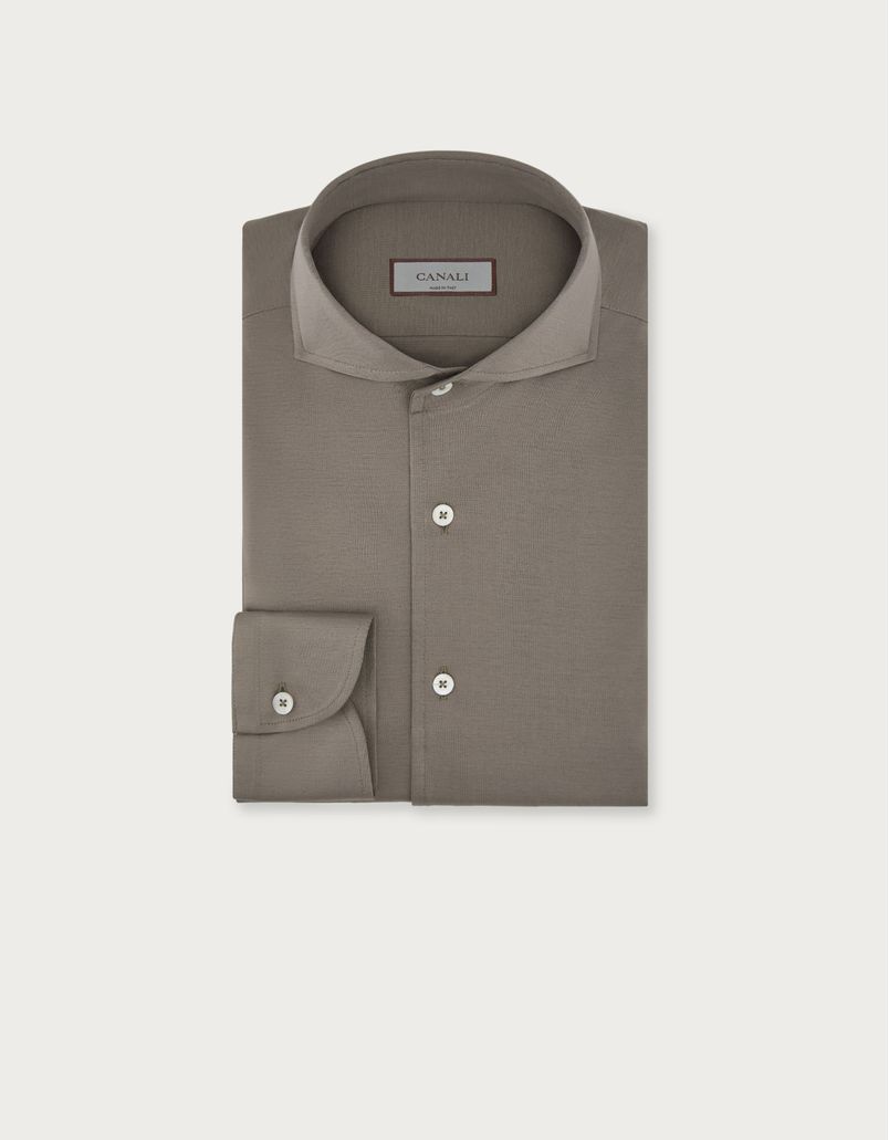 Regular-fit shirt in dove grey cotton jersey