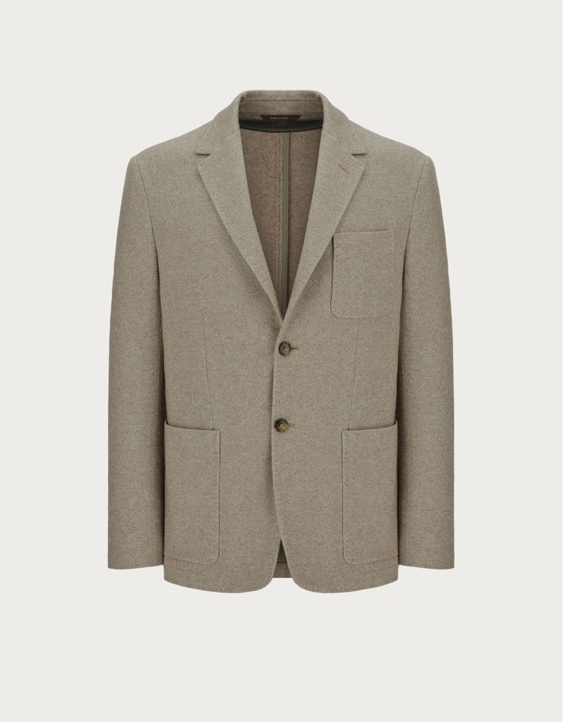 Jersey blazer in beige cashmere and silk